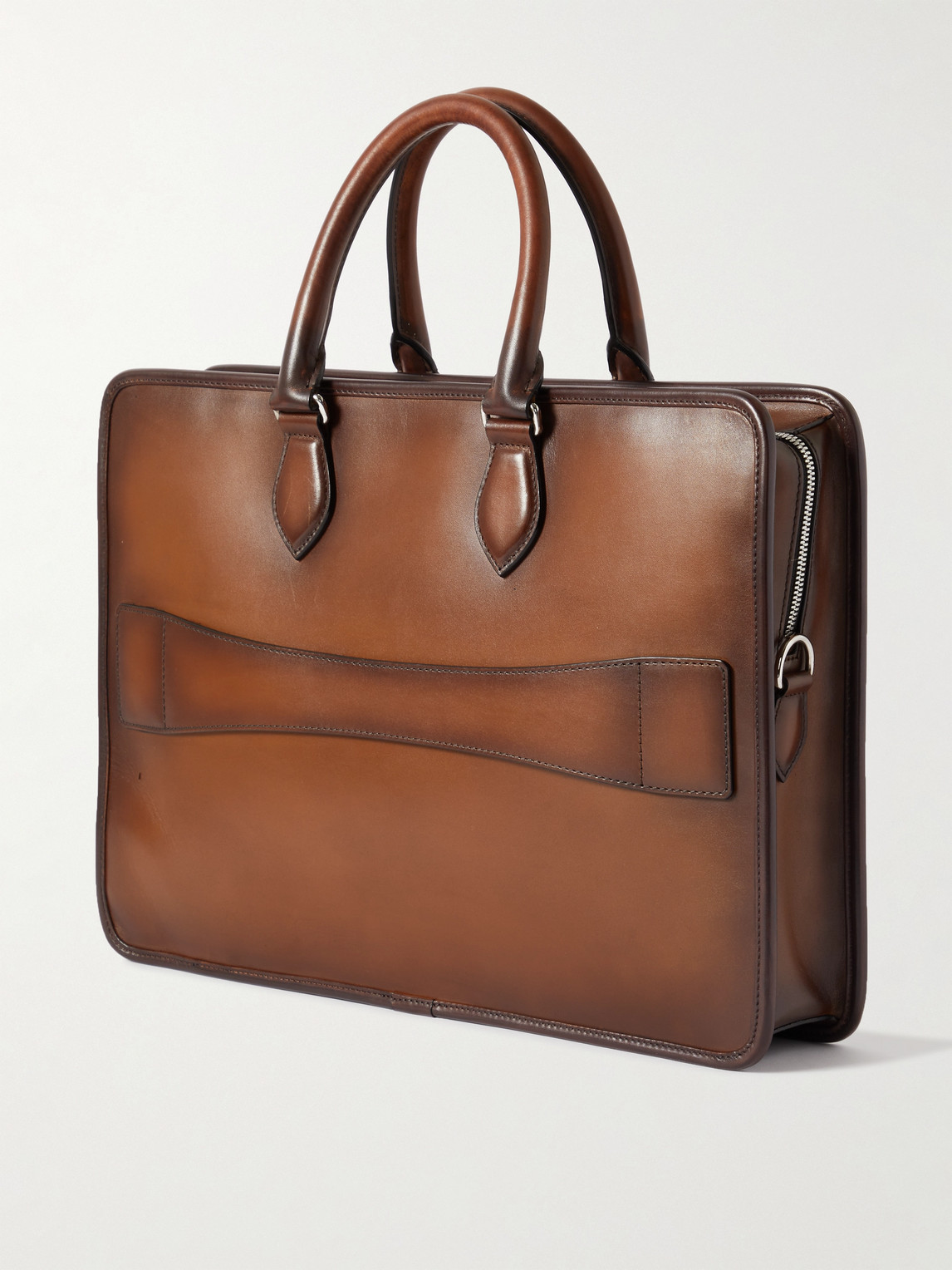 Shop Berluti Scritto Venezia Leather Briefcase In Brown