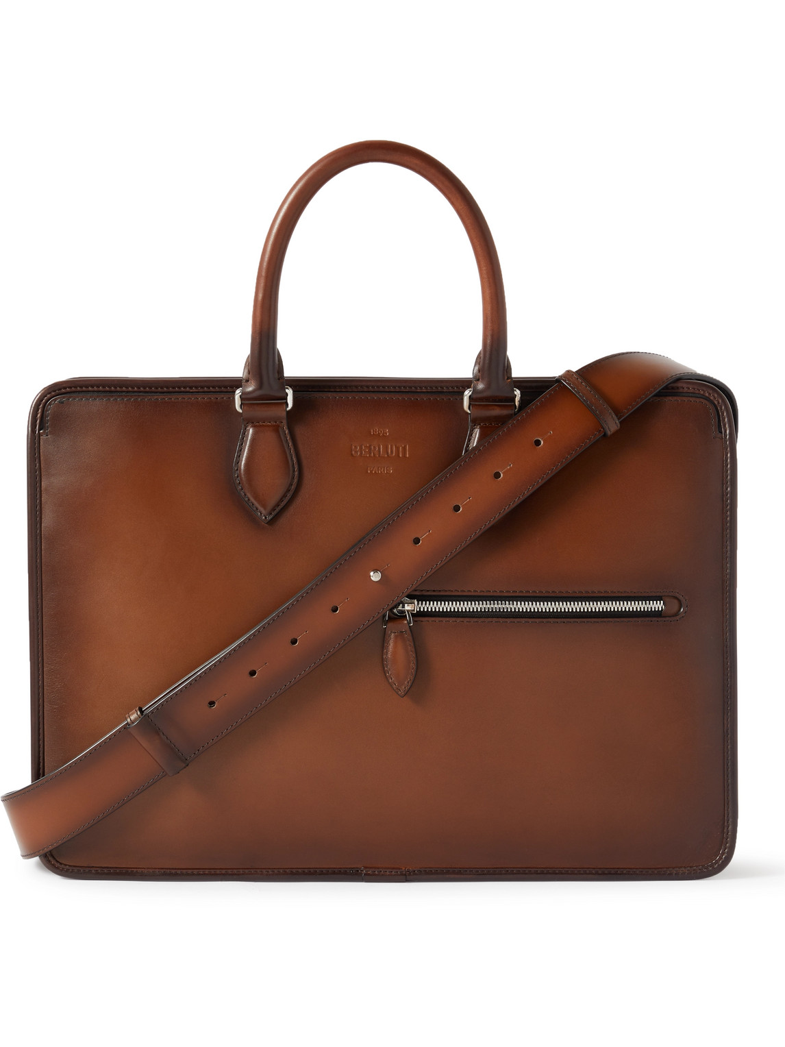 Berluti Scritto Venezia Leather Briefcase In Brown