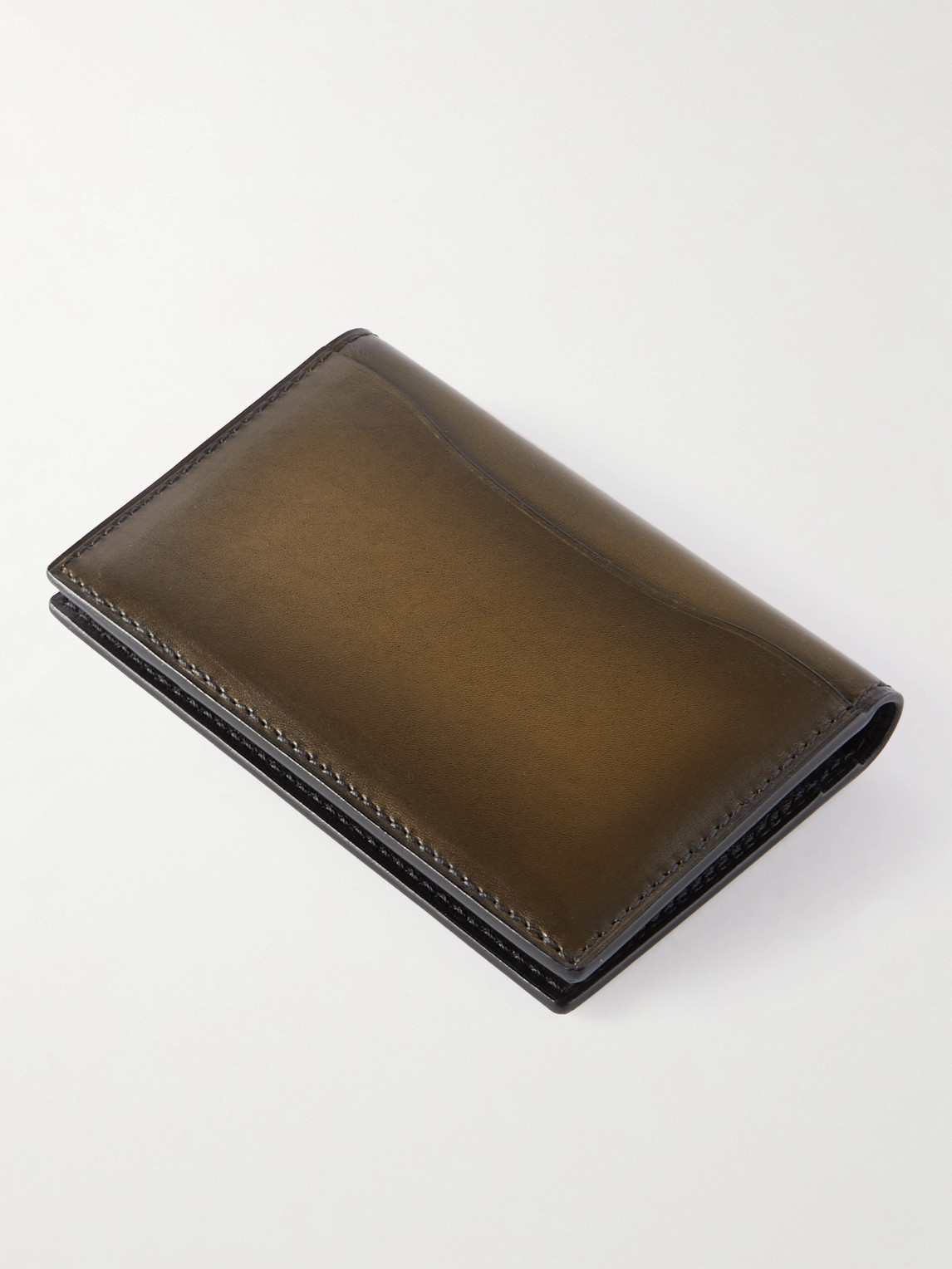 Shop Berluti Venezia Leather Cardholder In Brown