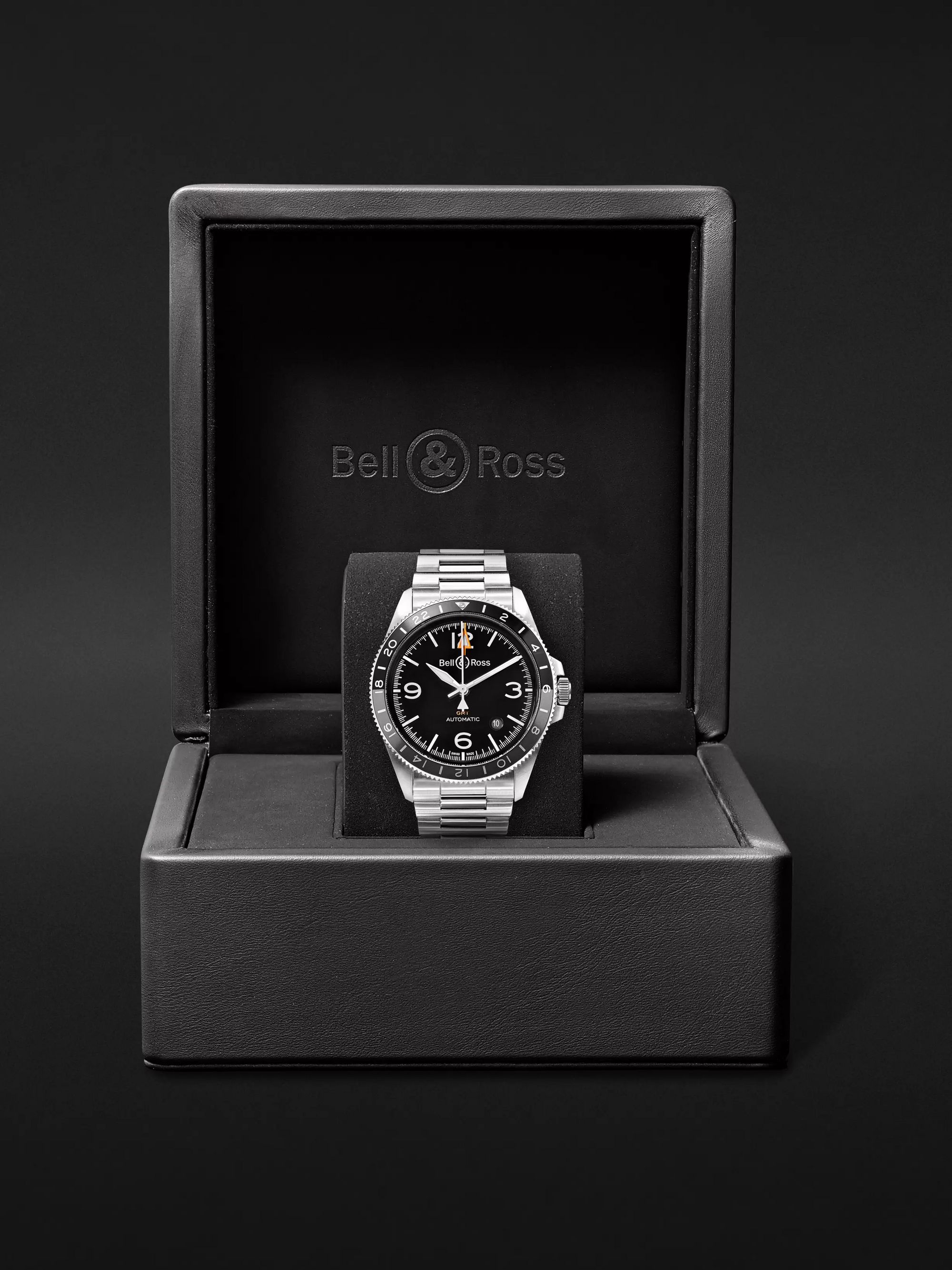 BELL & ROSS BR V2-93 GMT Automatic 41mm Stainless Steel Watch, Ref. No. BRV293-BL-ST/SST