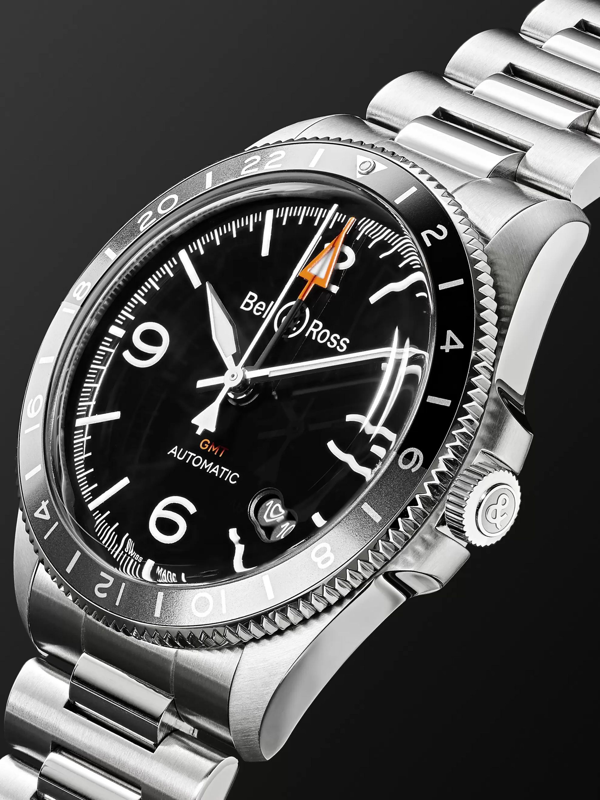 BELL & ROSS BR V2-93 GMT Automatic 41mm Stainless Steel Watch, Ref. No. BRV293-BL-ST/SST