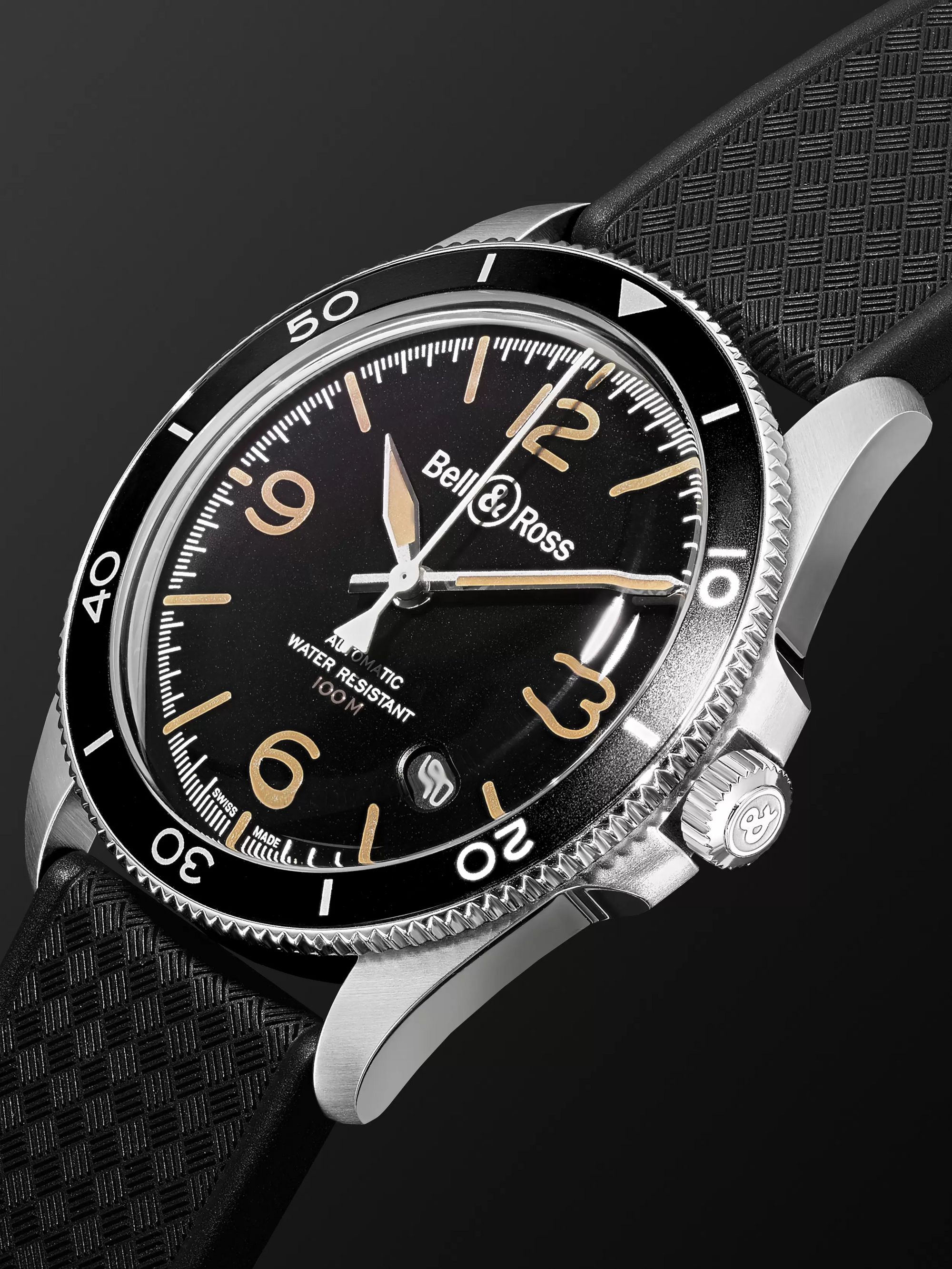 BELL & ROSS BR V2-92 Steel Heritage Automatic 41mm Stainless Steel and Rubber Watch, Ref. No. BRV292-HER-ST/SRB