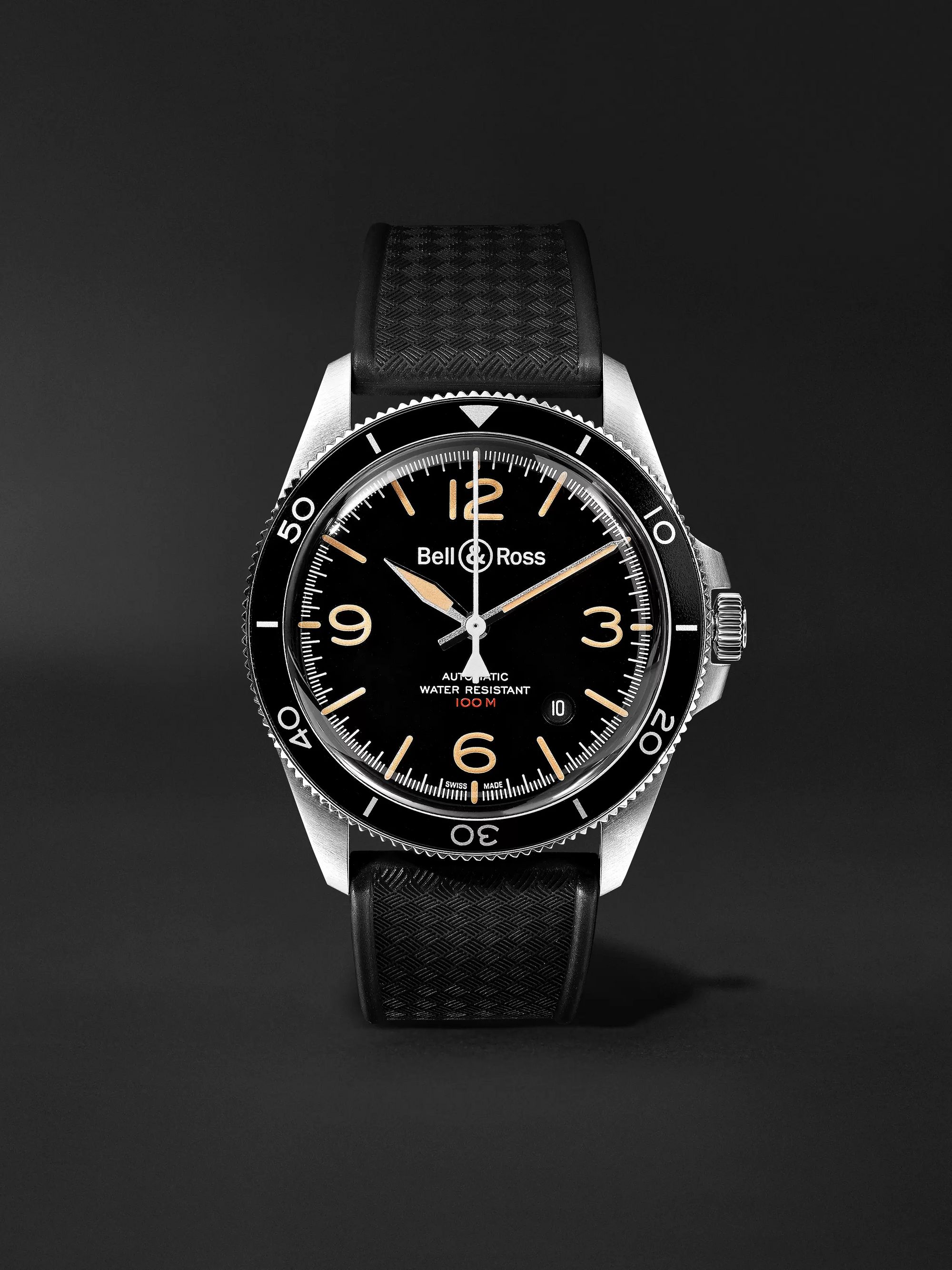 BELL & ROSS BR V2-92 Steel Heritage Automatic 41mm Stainless Steel and Rubber Watch, Ref. No. BRV292-HER-ST/SRB