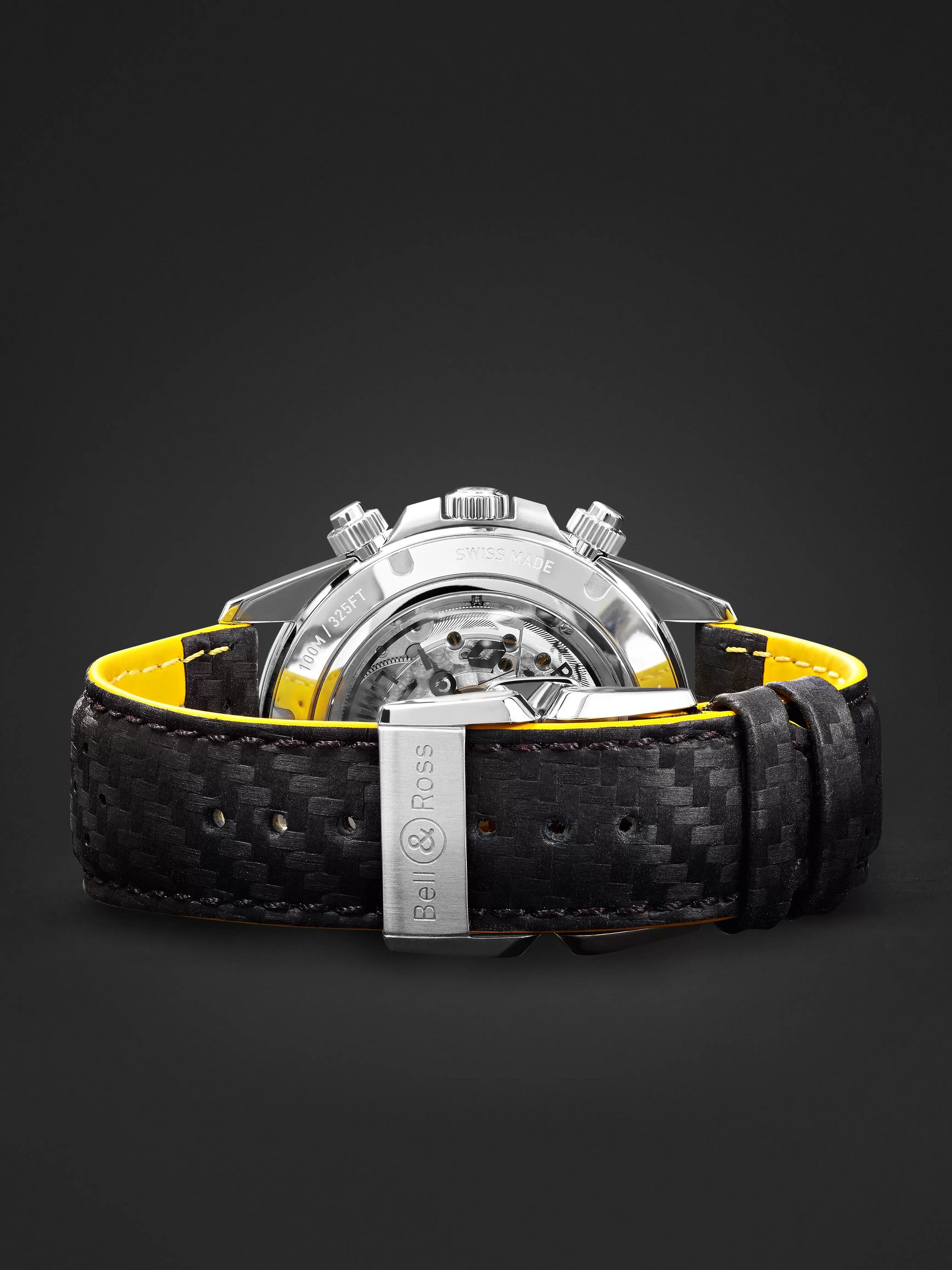 BELL & ROSS BR V2-94 R.S.18 Renault Limited Edition Automatic Chronograph 41mm Stainless Steel and Leather Watch, Ref. No. BR0392-D-BL-BR/SCA