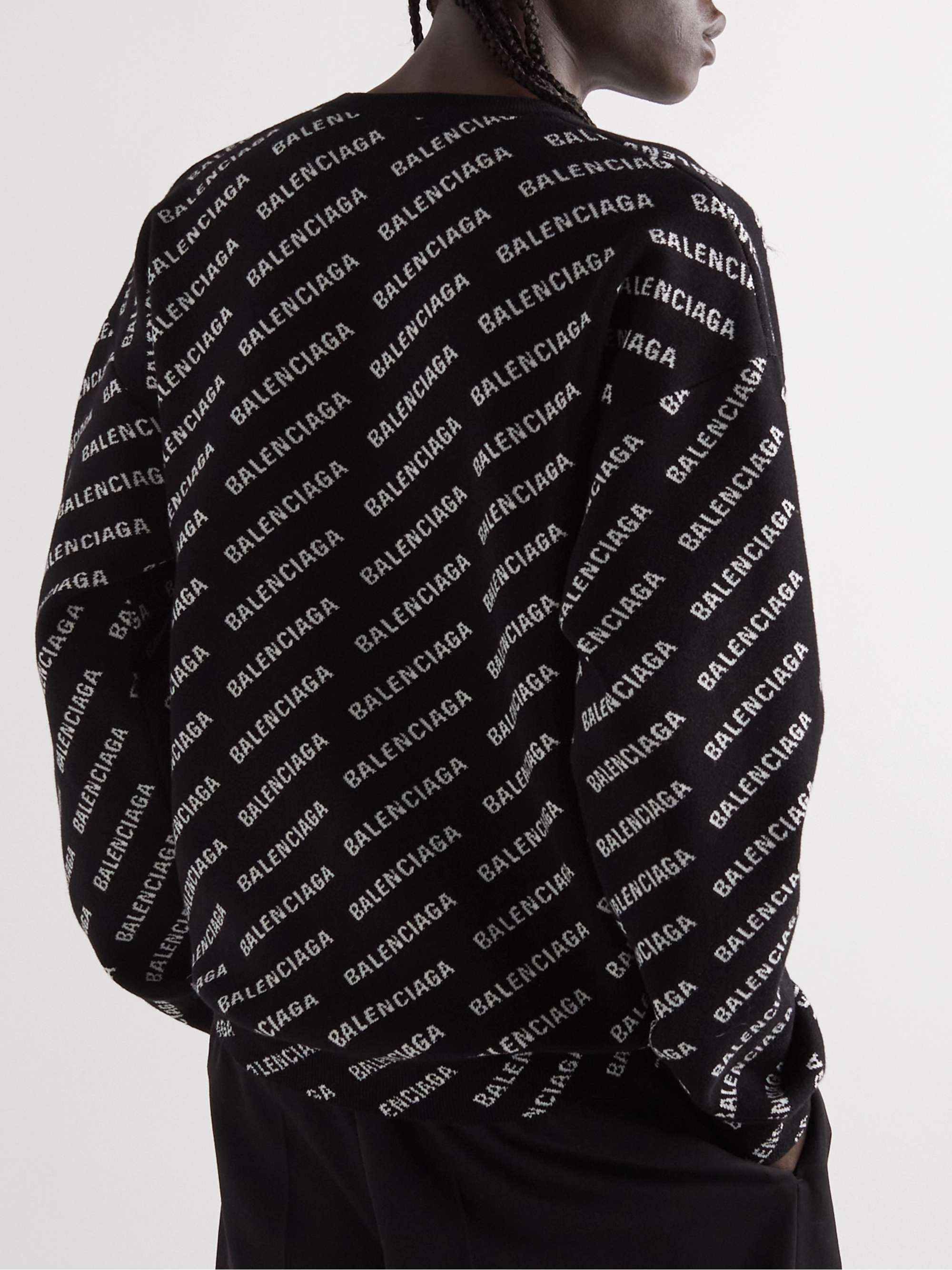 Balenciaga jacquard logo crewneck sweater hot sale