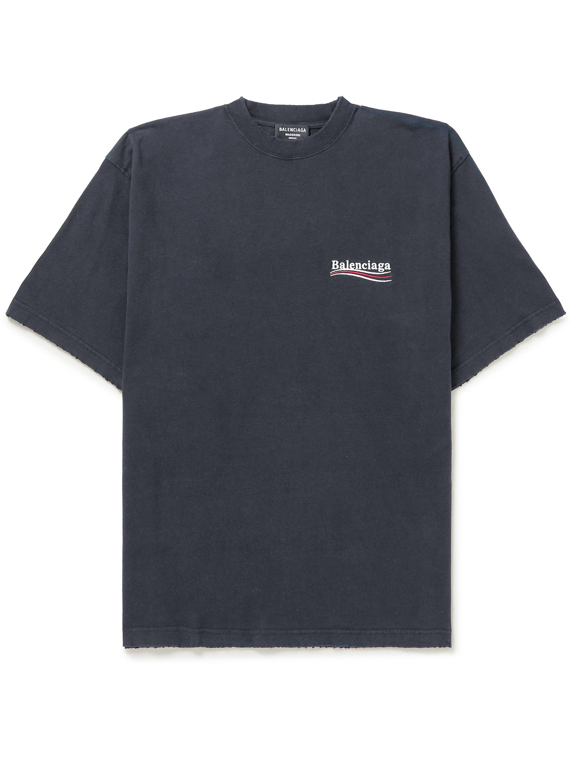 Balenciaga Oversized Logo-embroidered Cotton-jersey T-shirt In Black