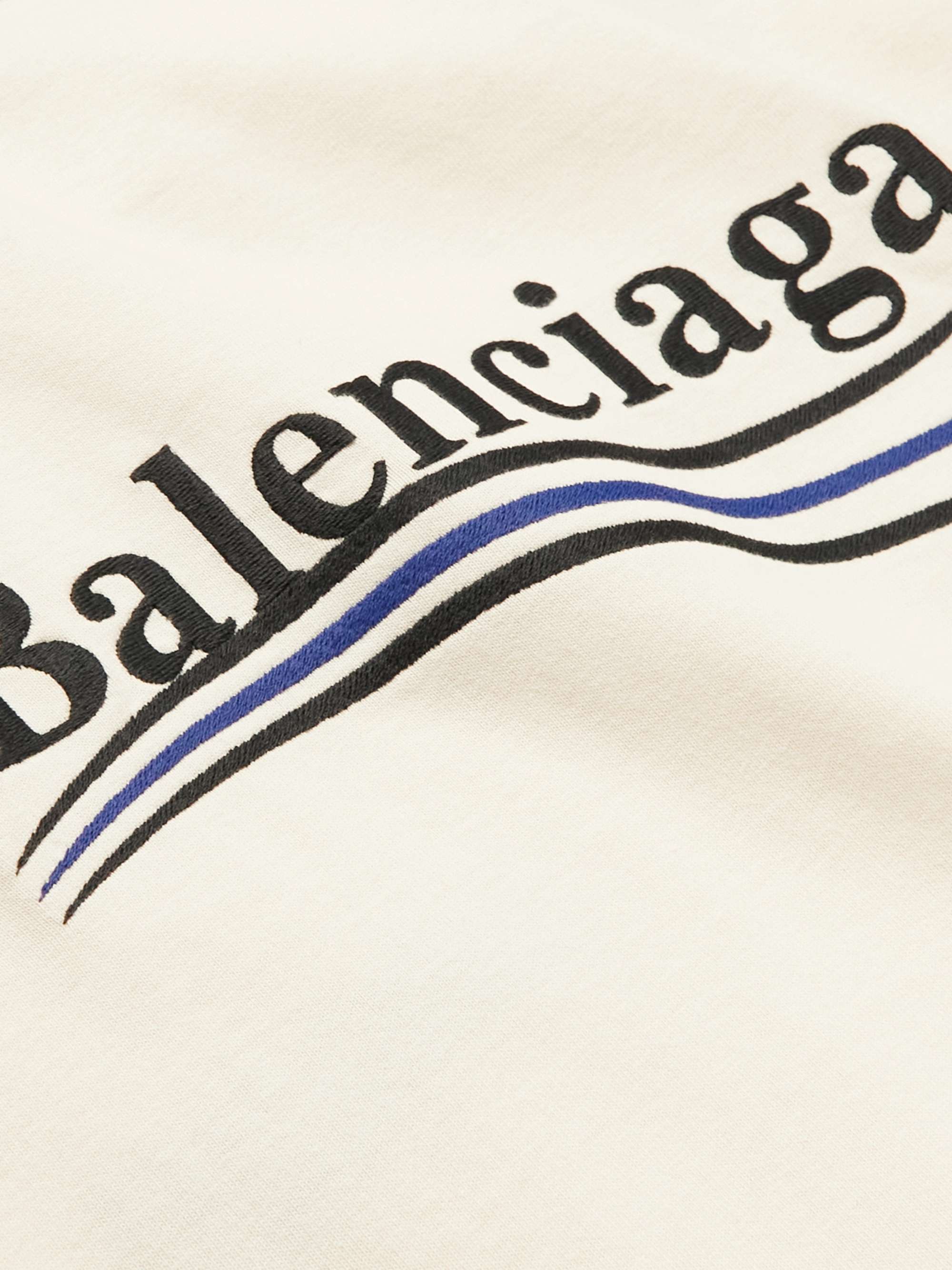 BALENCIAGA Oversized Logo-Embroidered Cotton-Jersey T-Shirt