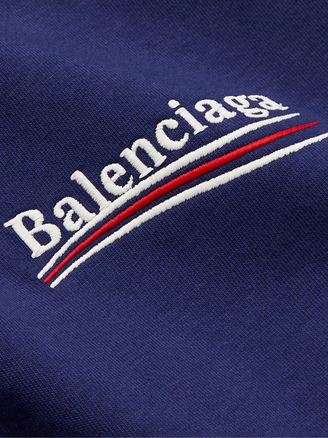Shop Balenciaga Oversized Logo-embroidered Cotton-jersey T-shirt In Blue