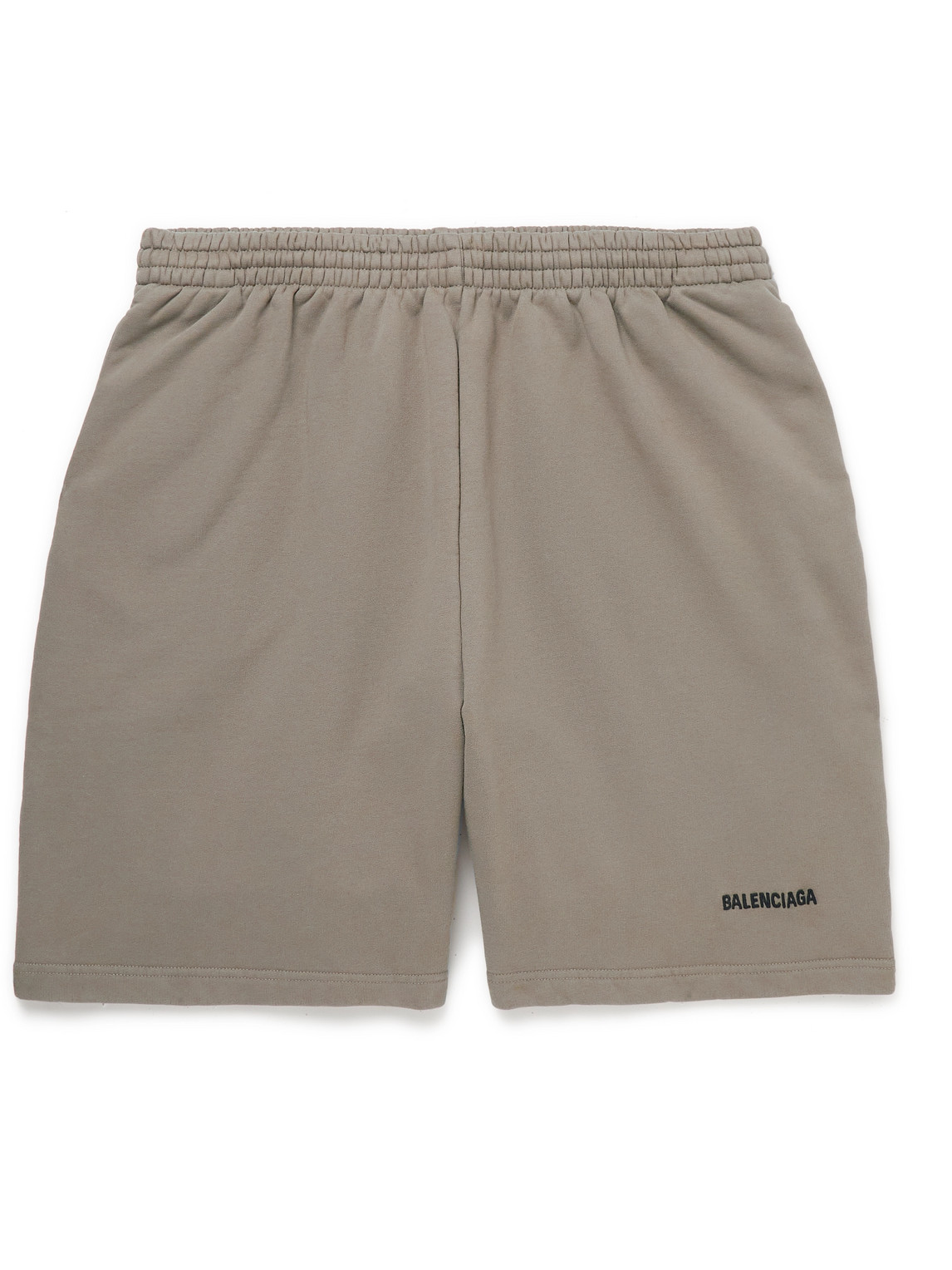 Balenciaga Wide-leg Logo-embroidered Cotton-jersey Shorts In Brown