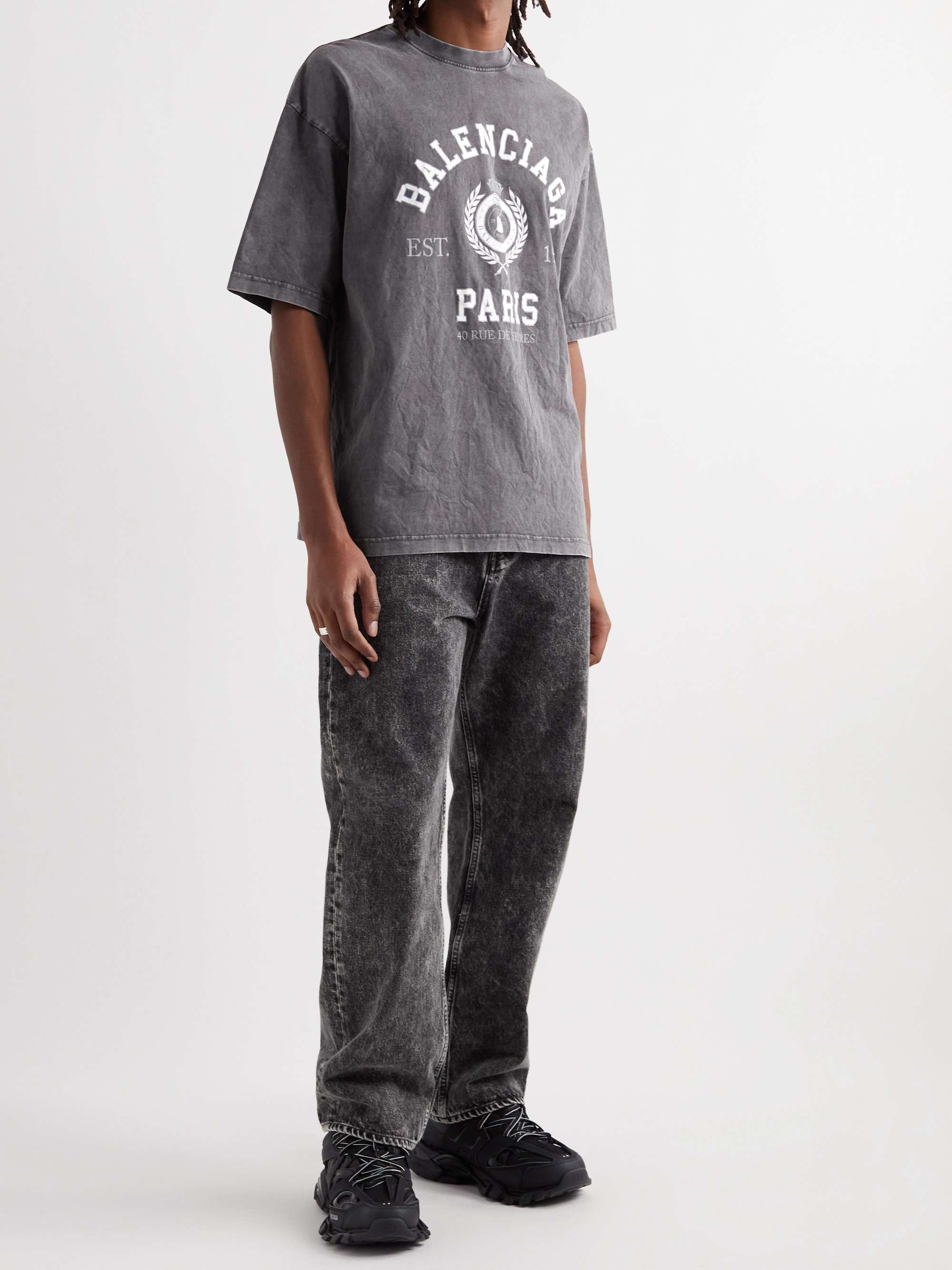 Balenciaga Large Fit Tshirt In Grey Dark Grey White Editorialist #13 Balenciaga Large Fit Tshirt In Grey Dark Grey White Editorialist