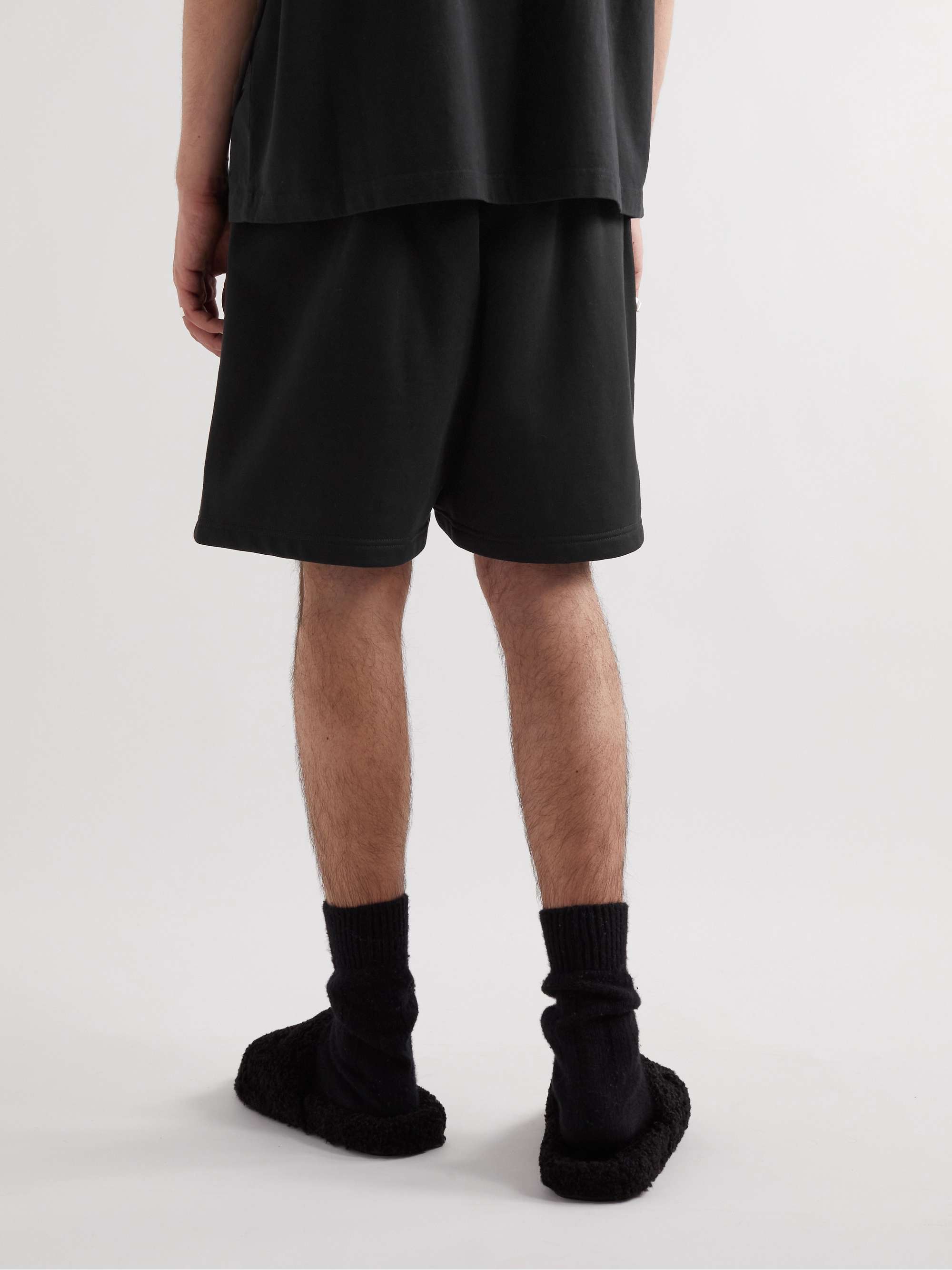 BALENCIAGA Wide-Leg Logo-Embroidered Distressed Cotton