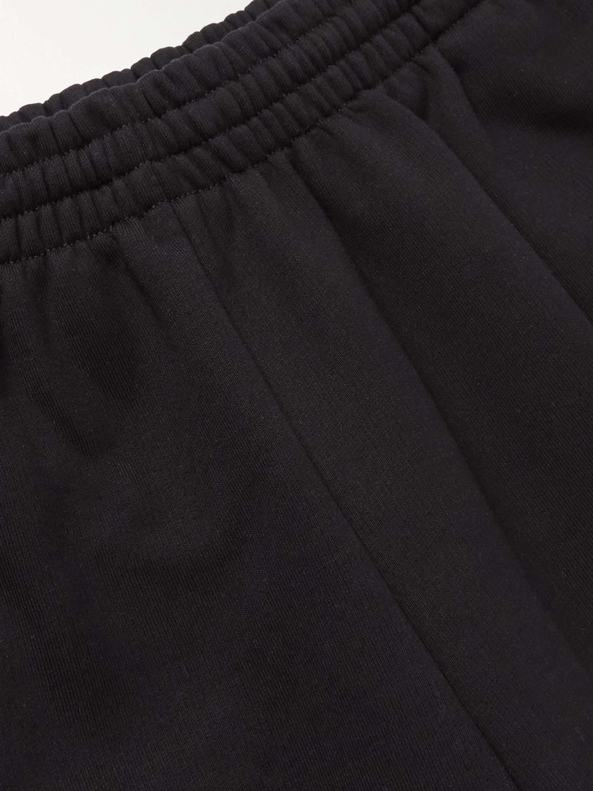 BALENCIAGA Wide-Leg Logo-Embroidered Distressed Cotton-Jersey Shorts