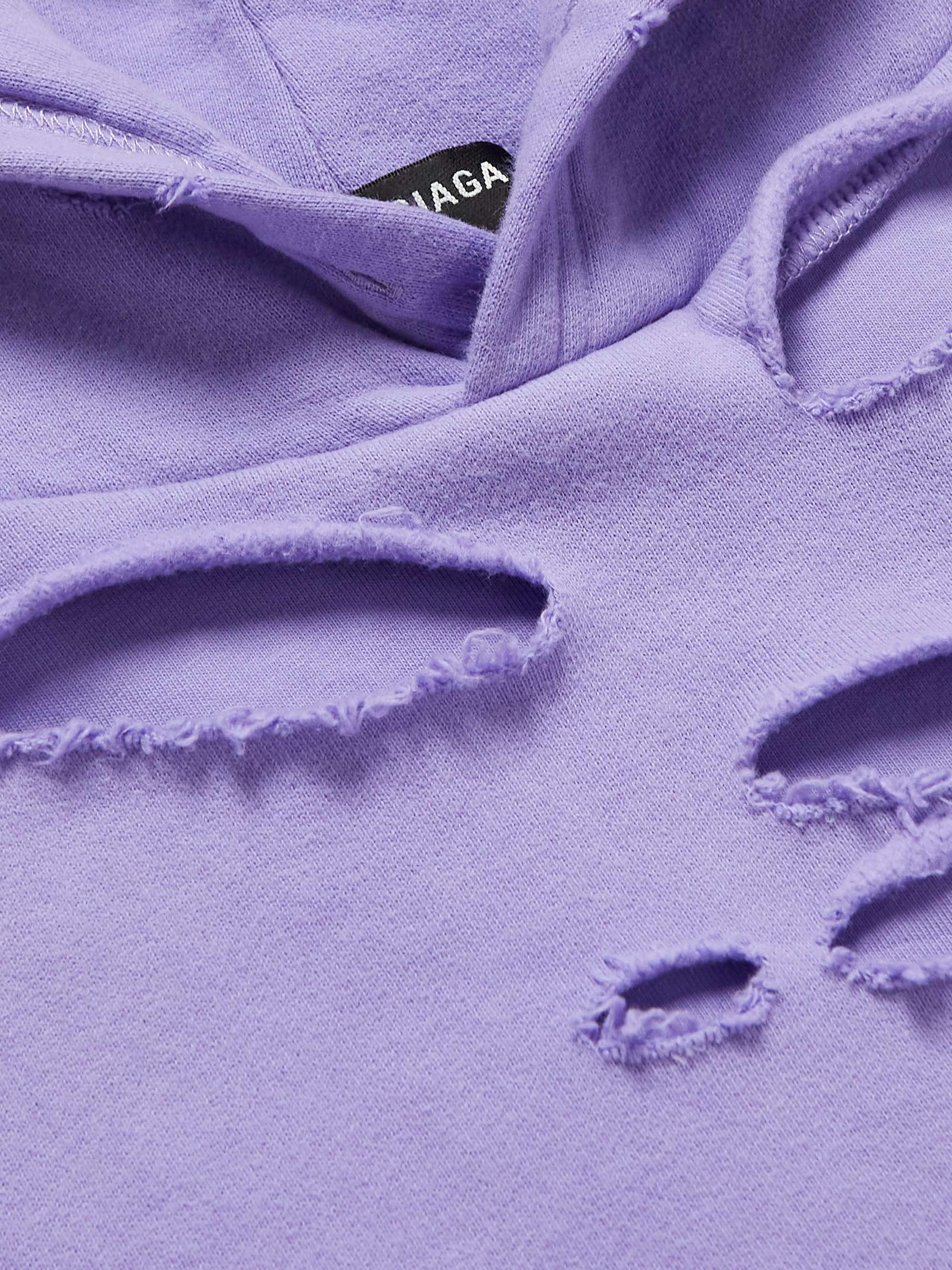 BALENCIAGA Oversized Distressed Logo-Print Cotton-Jersey Hoodie for Men |  MR PORTER