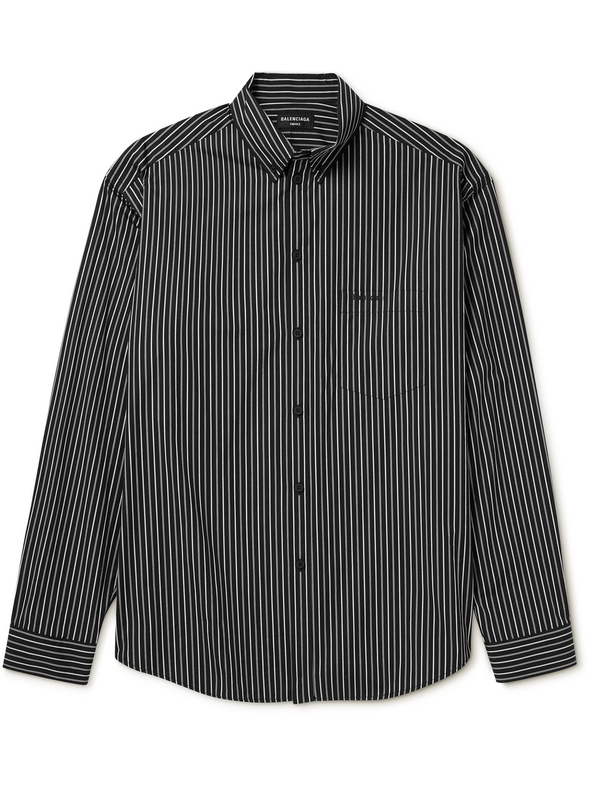 Balenciaga - Oversized Button-Down Collar Logo-Print Cotton-Poplin