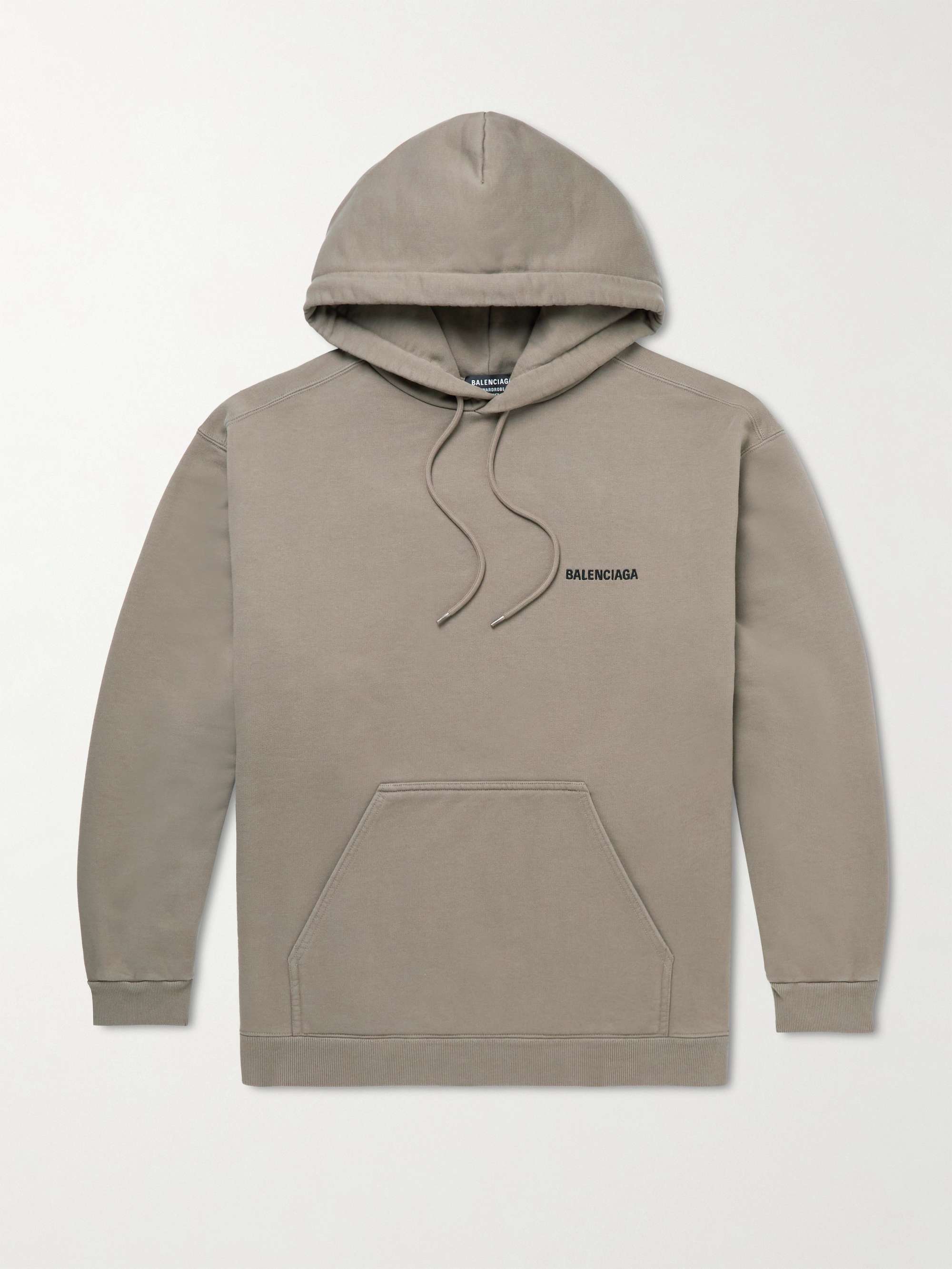 BALENCIAGA Logo-Embroidered Cotton-Jersey Hoodie for Men | MR PORTER