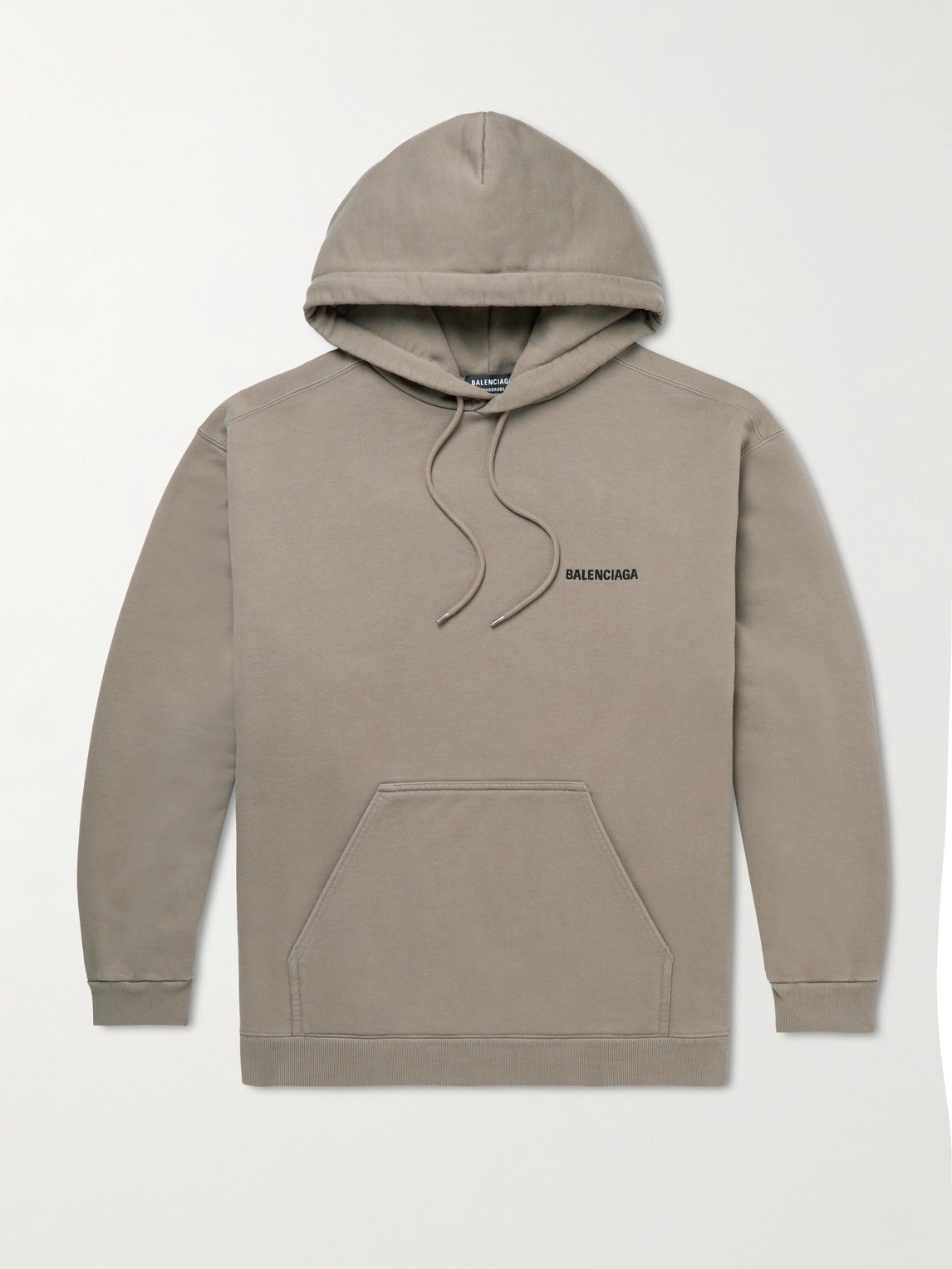 Balenciaga Logo-embroidered Cotton-jersey Hoodie In Brown