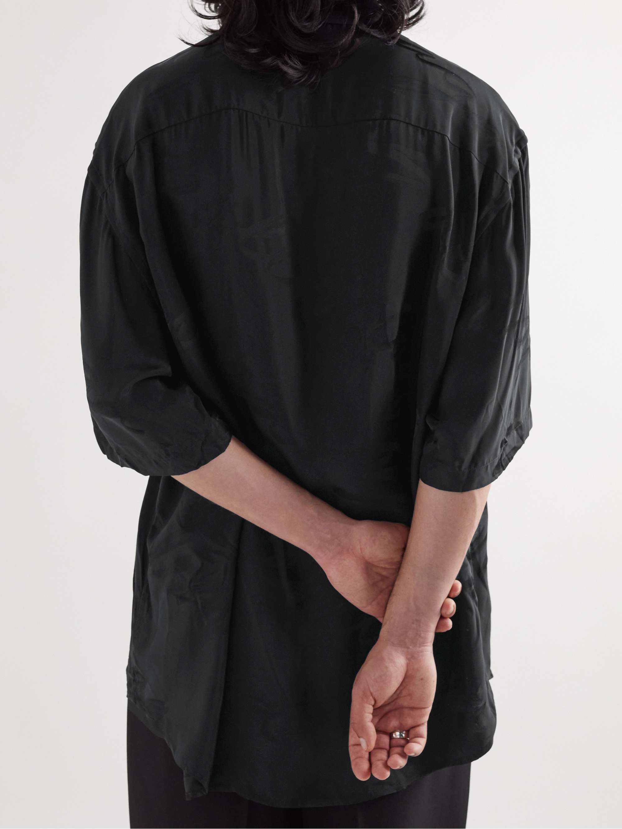 BALENCIAGA Logo-Jacquard Crinkled-Crepe Shirt
