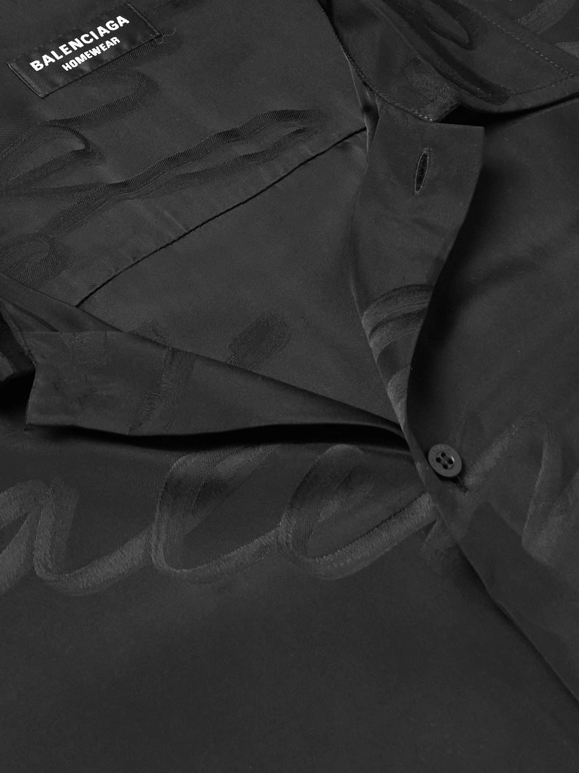 BALENCIAGA Logo-Jacquard Crinkled-Crepe Shirt