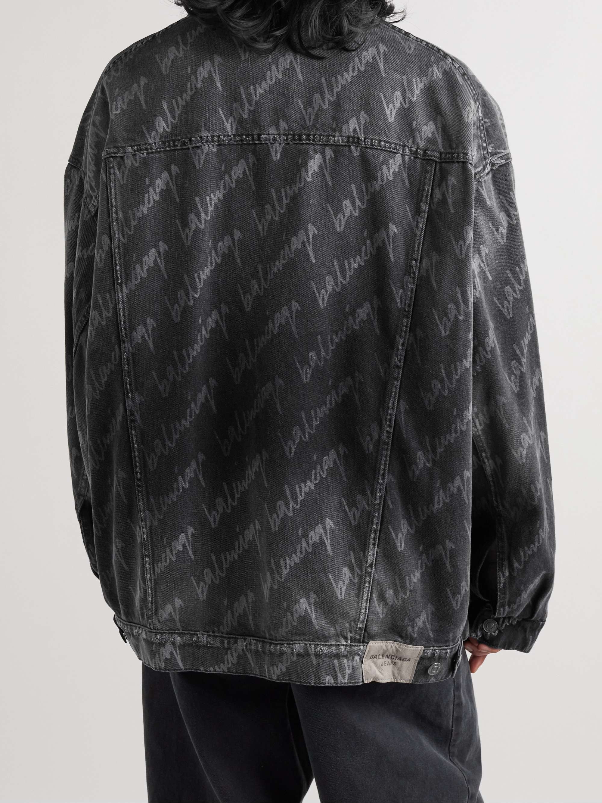 BALENCIAGA Oversized Logo-Print Denim Jacket
