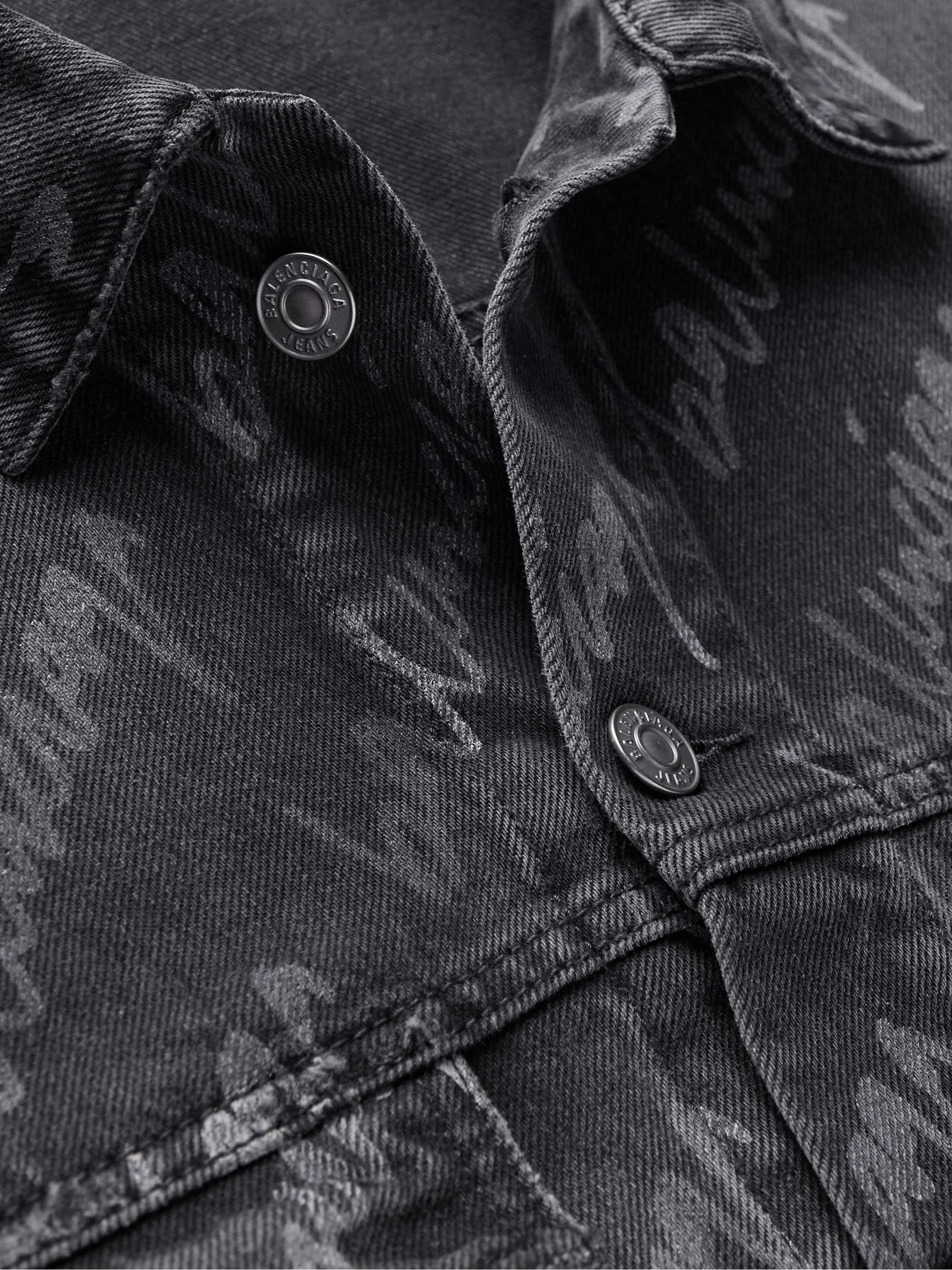 BALENCIAGA Oversized Logo-Print Denim Jacket