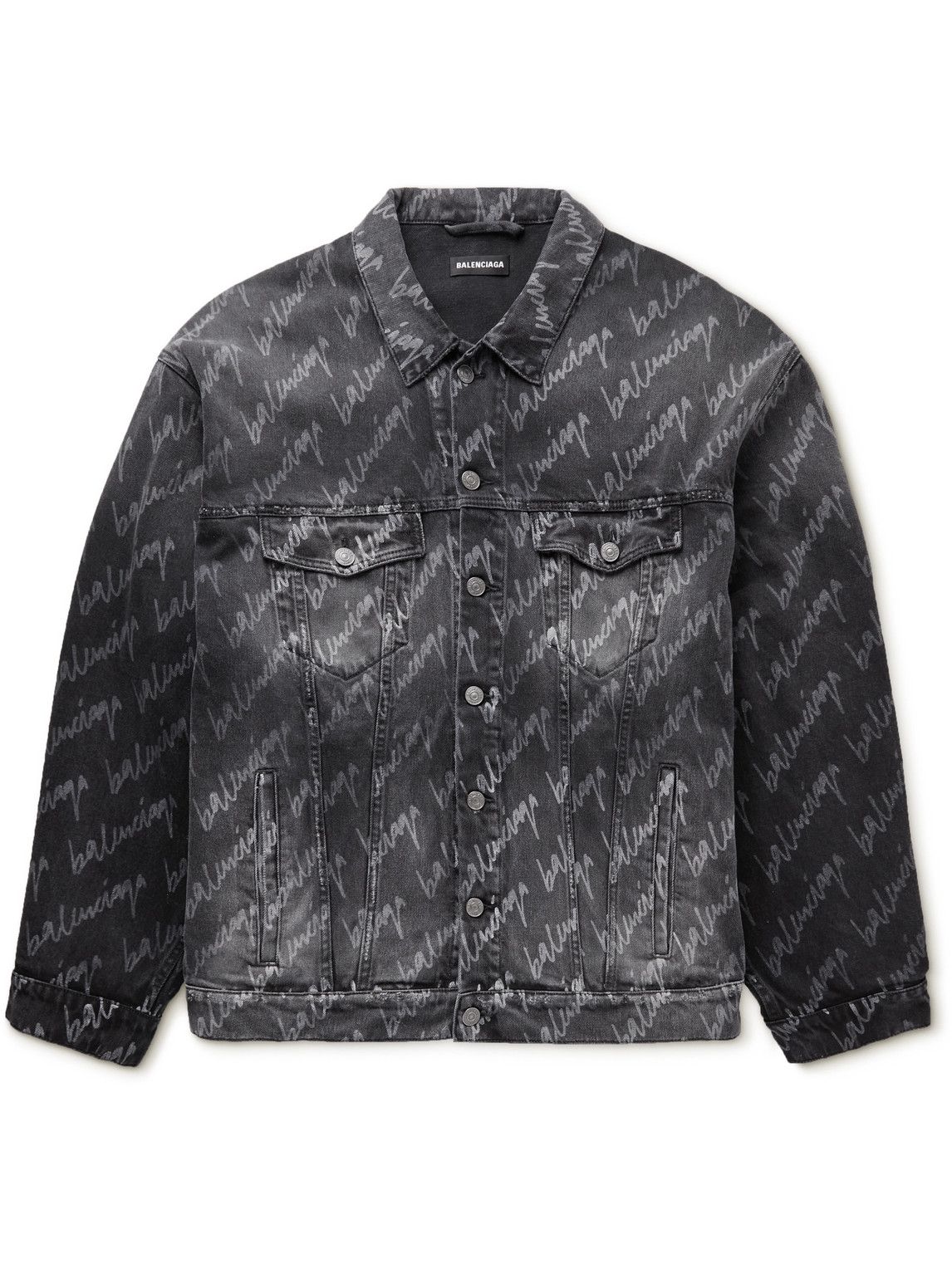 BALENCIAGA OVERSIZED LOGO-PRINT DENIM JACKET