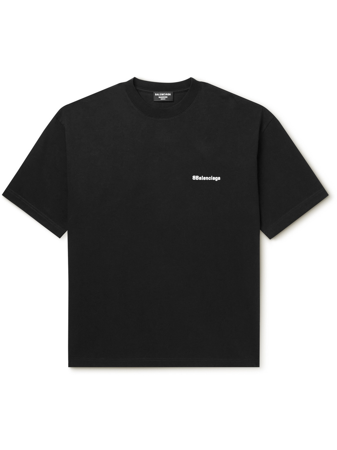 Balenciaga Oversized Logo-embroidered Cotton-jersey T-shirt In Black