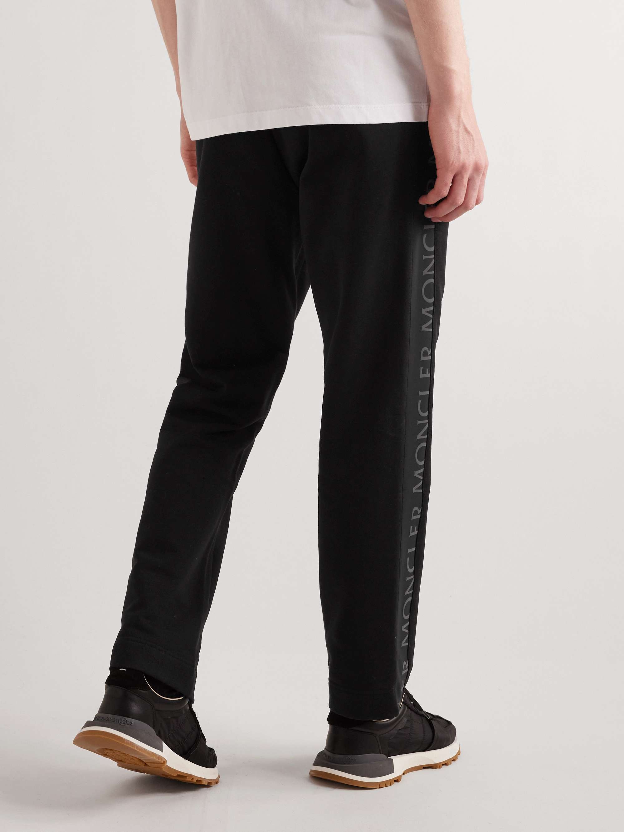 MONCLER Slim-Fit Logo-Print Shell-Trimmed Cotton-Jersey Sweatpants