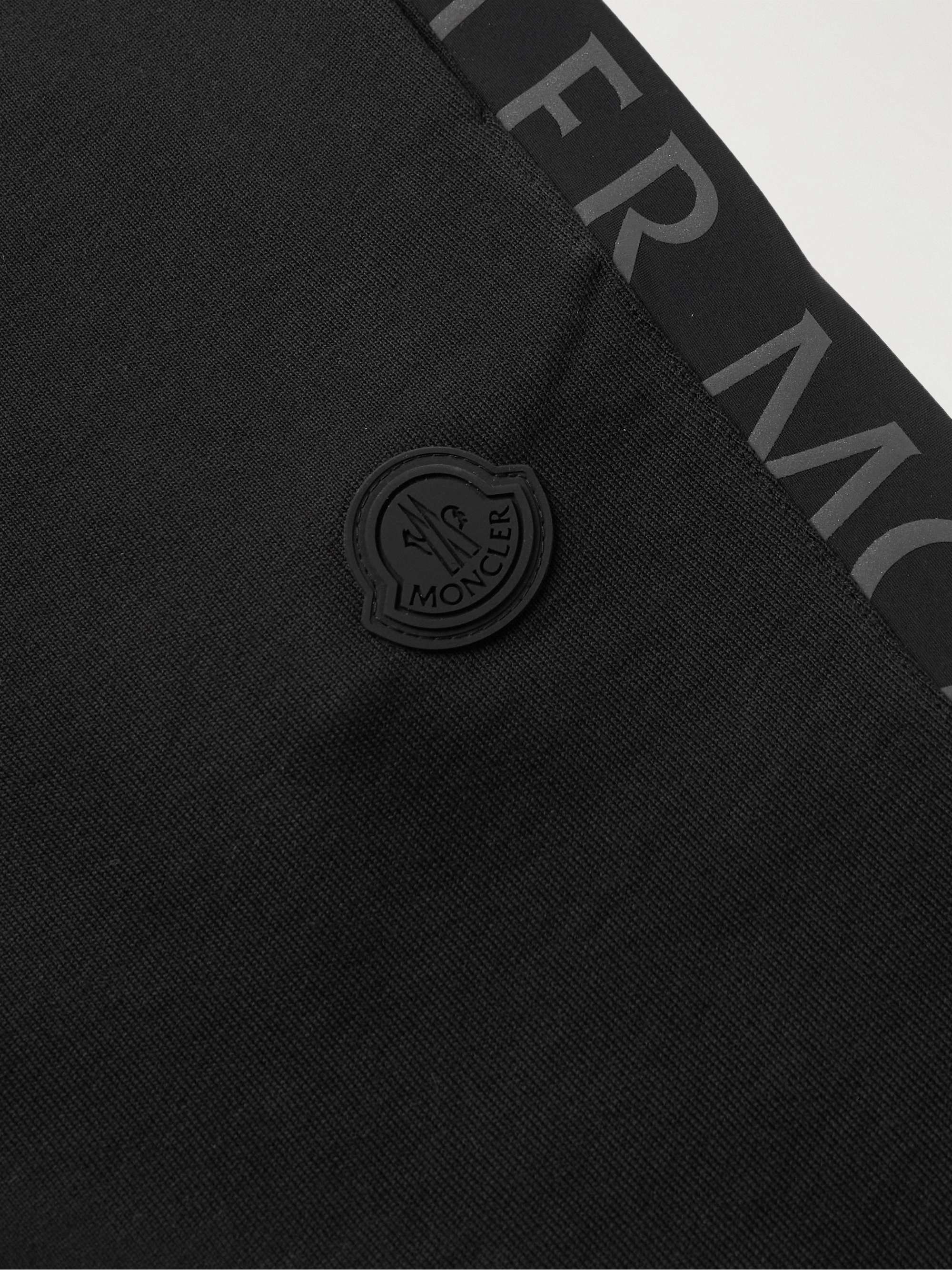 MONCLER Slim-Fit Logo-Print Shell-Trimmed Cotton-Jersey Sweatpants