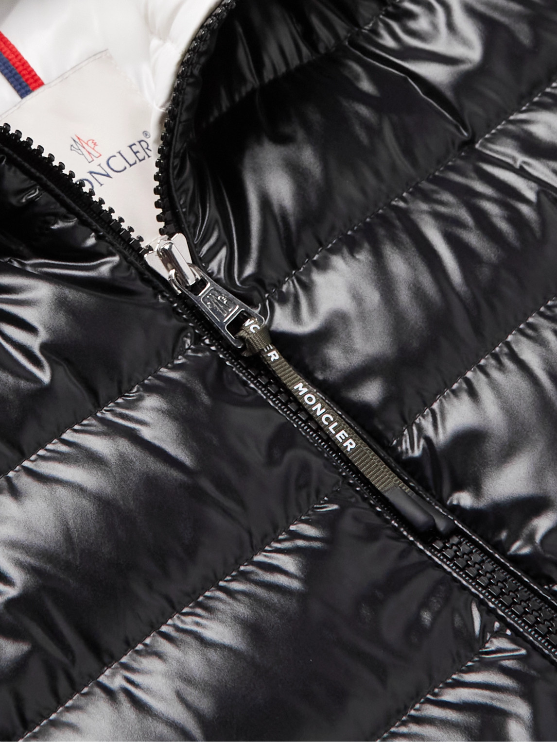 Shop Moncler Galion Logo-appliquéd Quilted Glossed-shell Hooded Down Jacket In Black