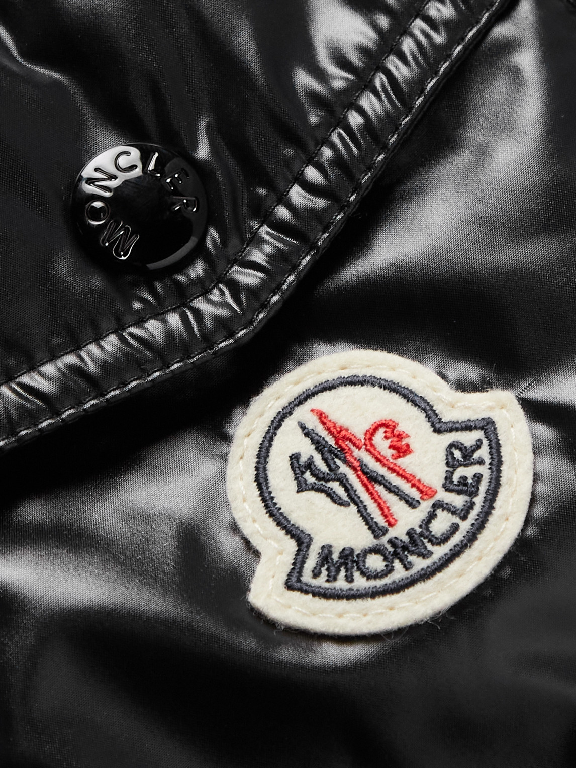 Shop Moncler Galion Logo-appliquéd Quilted Glossed-shell Hooded Down Jacket In Black