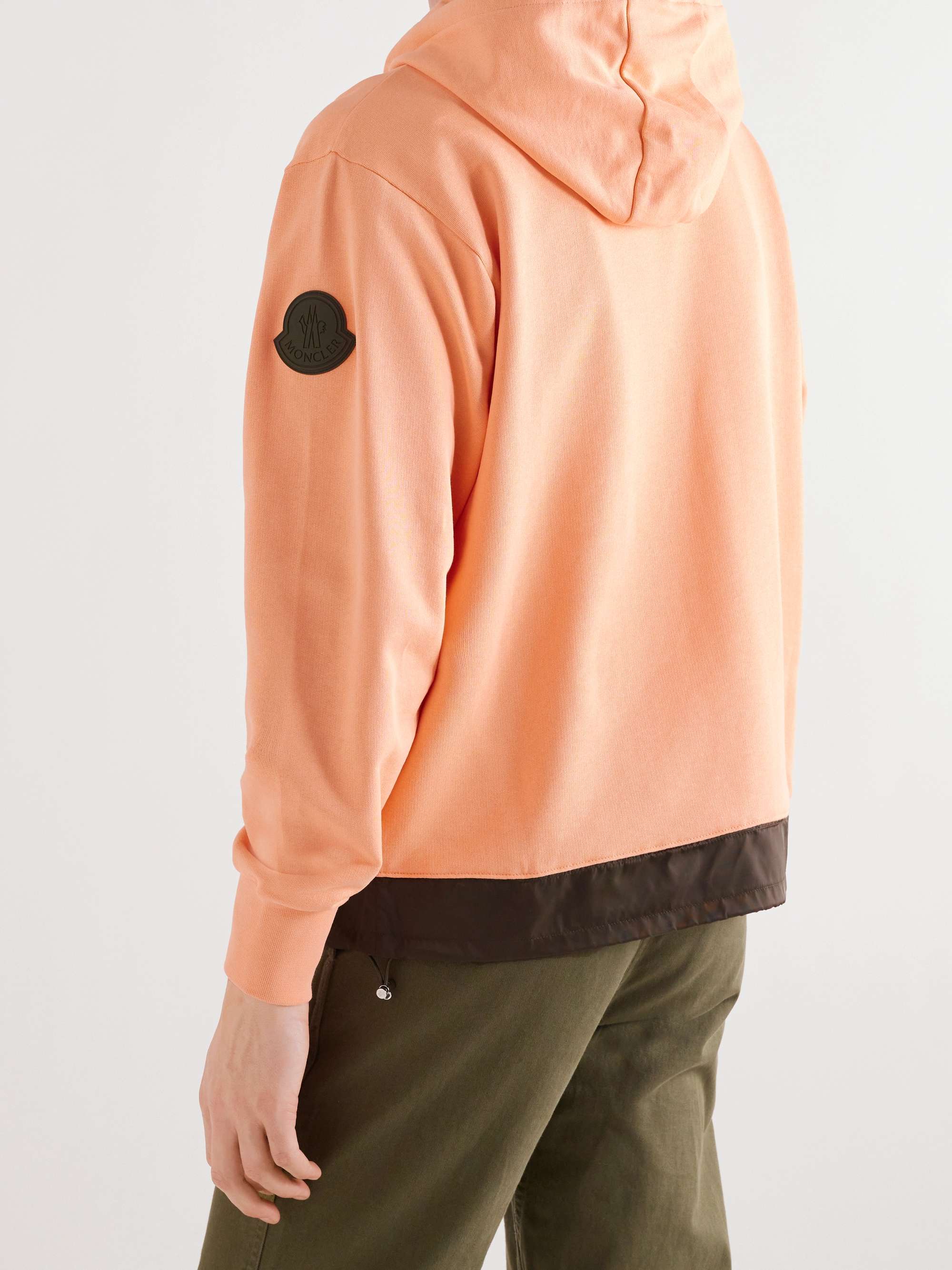 MONCLER Logo-Appliquéd Shell-Trimmed Cotton-Jersey Hoodie