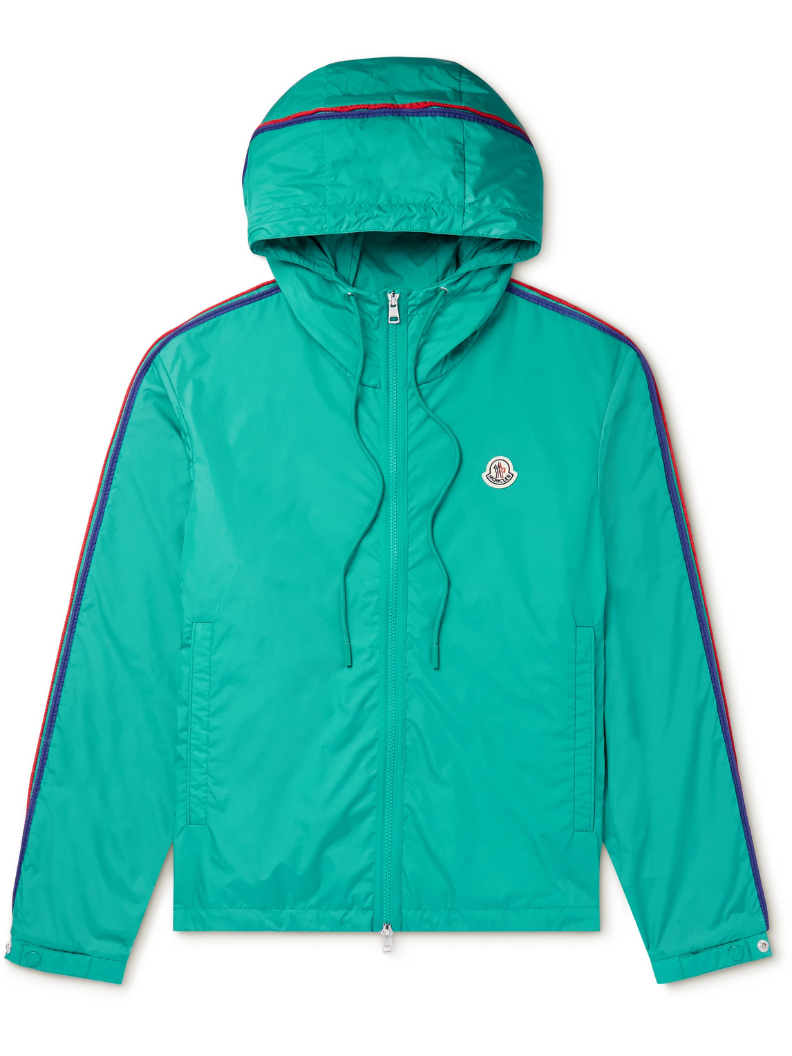 Shop Moncler Hattab Logo-appliquéd Shell Hooded Jacket In Green