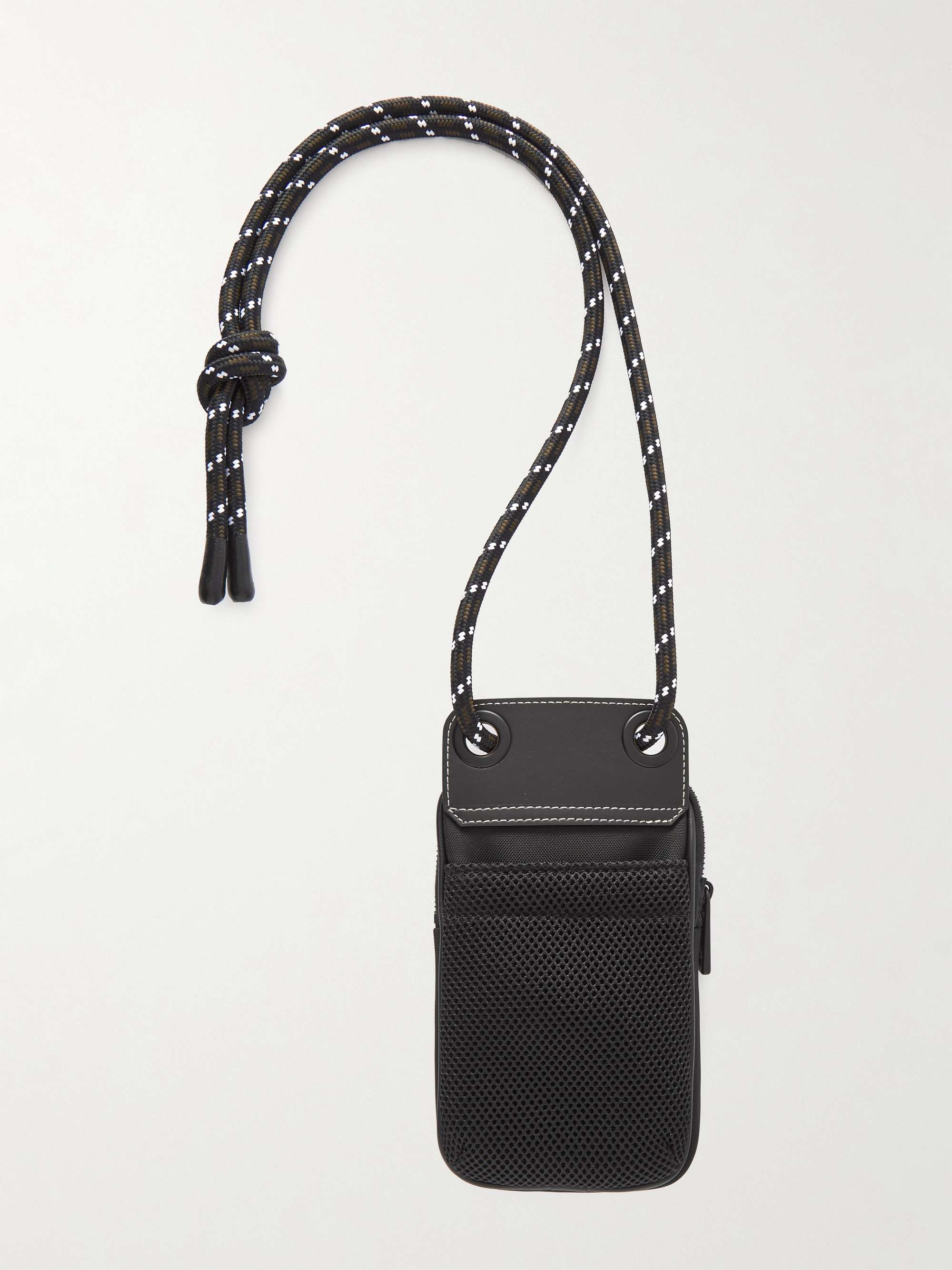 MONCLER Logo-Appliquéd Canvas and Mesh Phone Pouch with Lanyard