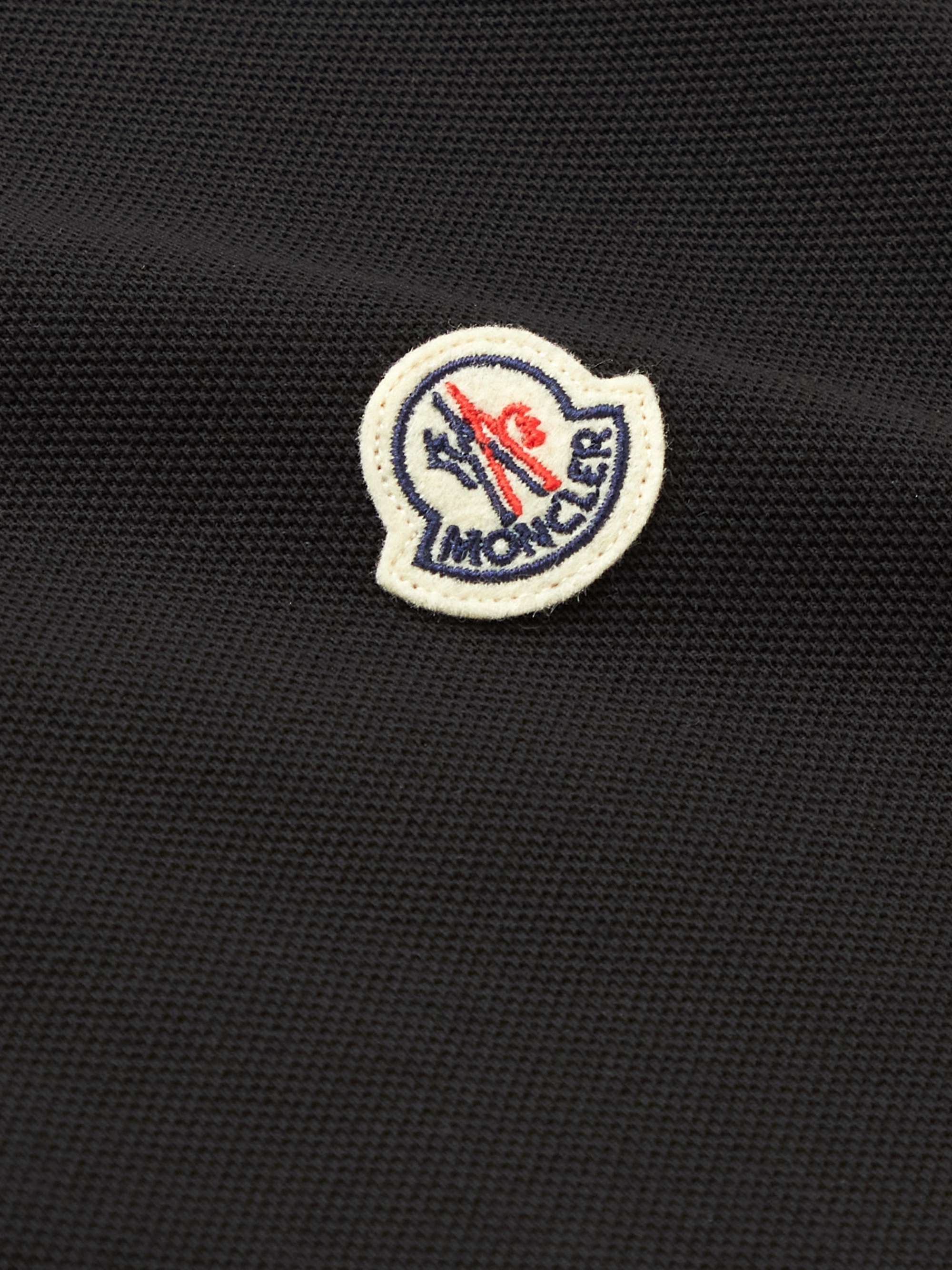 MONCLER 로고 아플리케 스트라이프 코튼 피케 폴로 셔츠