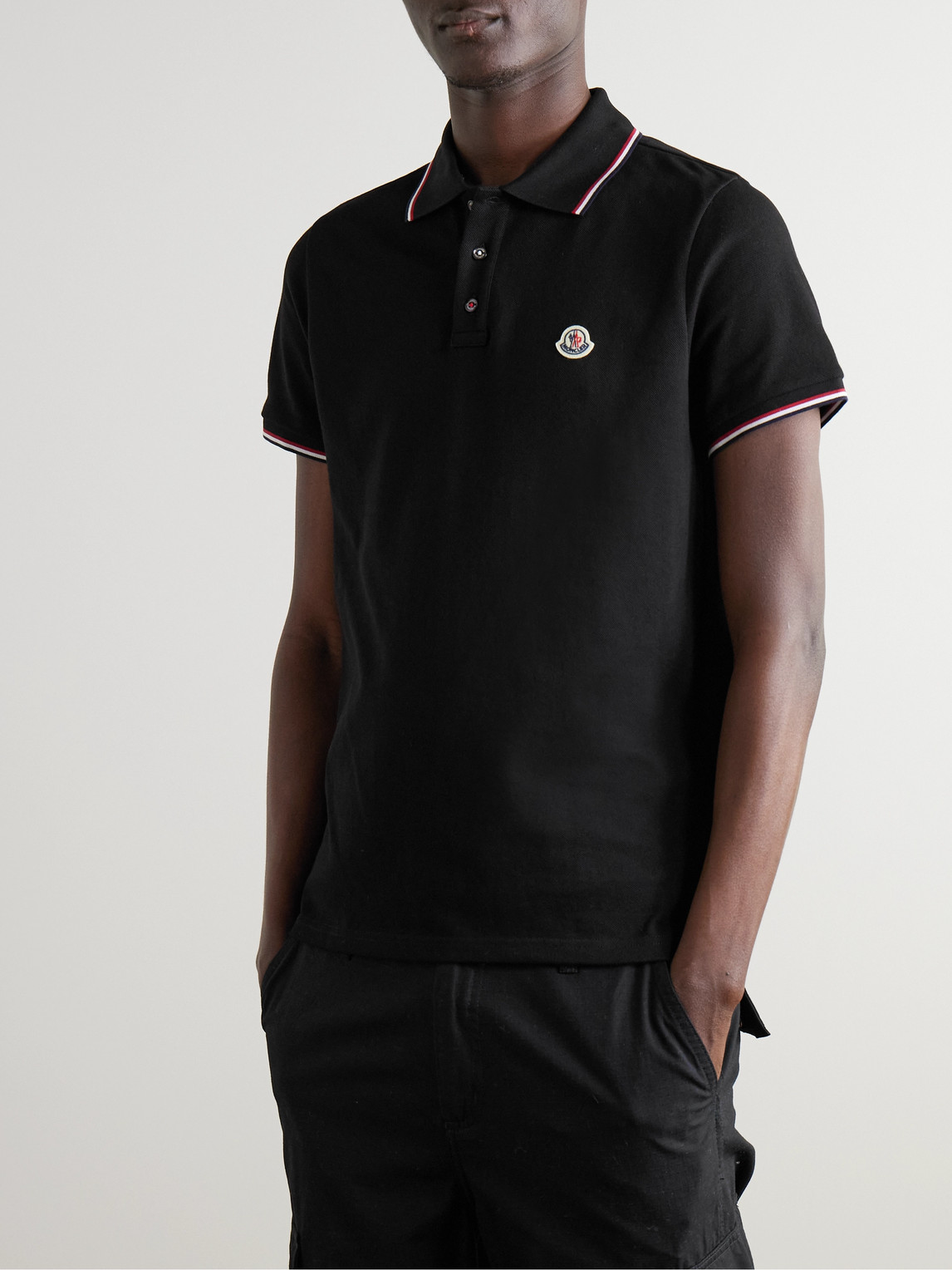 Logo-Appliquéd Striped Cotton-Piqué Polo Shirt