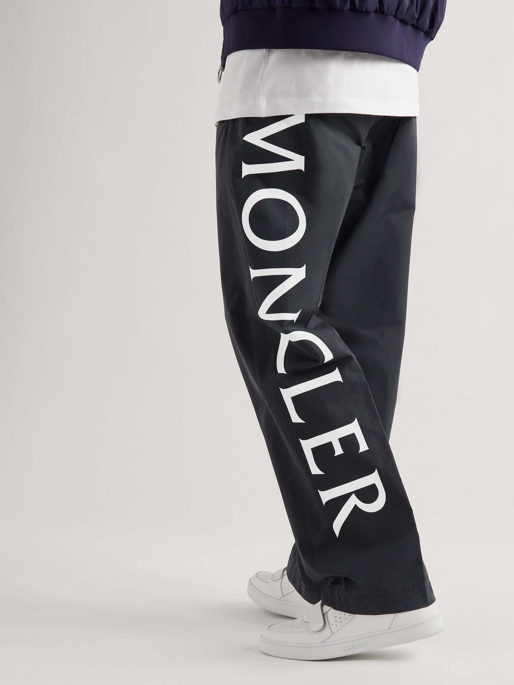 MONCLER Straight-Leg Logo-Print Cotton-Blend Shell Track Pants