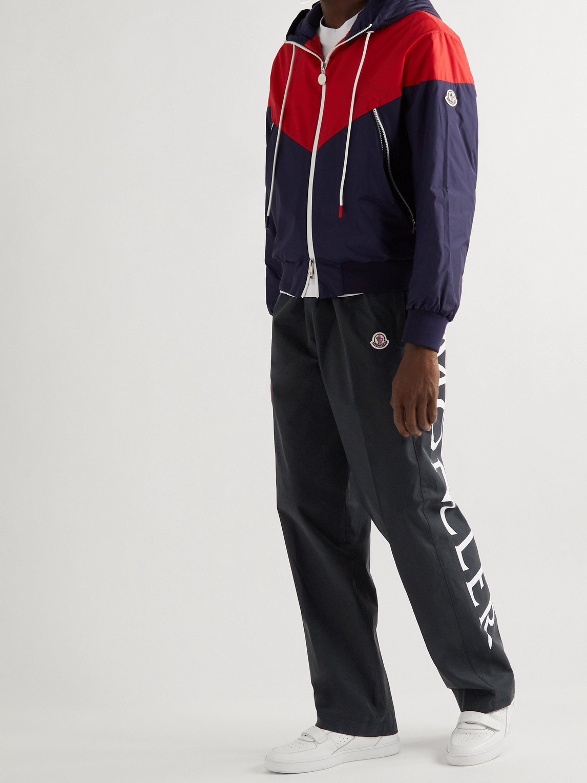 Shop Moncler Straight-leg Logo-print Cotton-blend Shell Track Pants In Blue