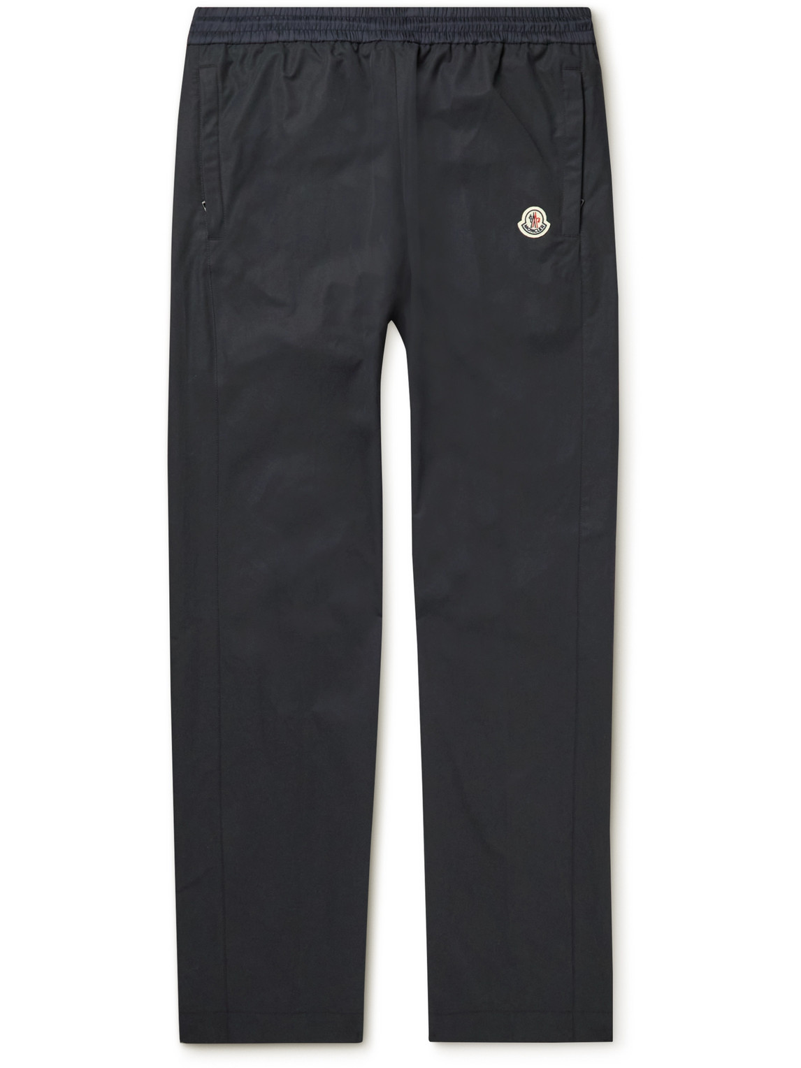 Moncler Straight-leg Logo-print Cotton-blend Shell Track Pants In Blue