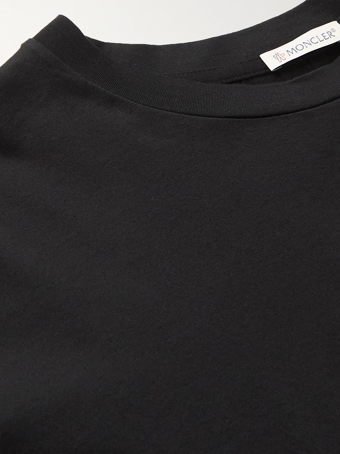 Moncler Jersey T-shirt With Nylon Pocket In Black