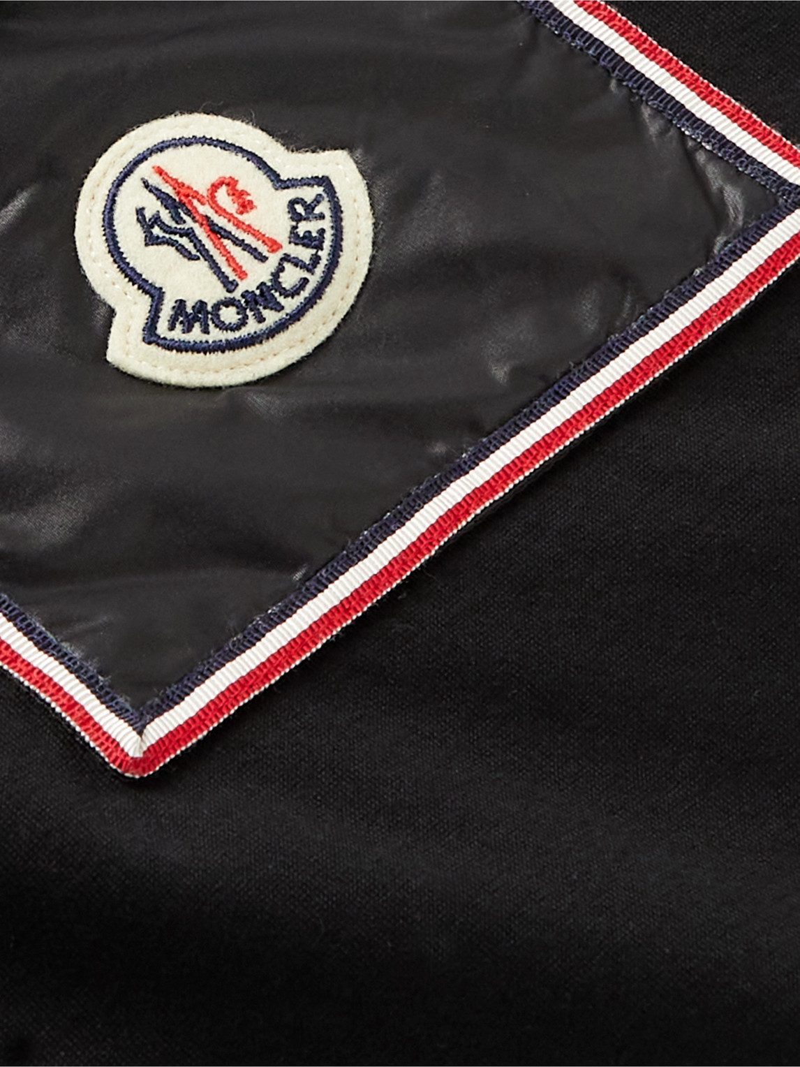 Shop Moncler Logo-appliquéd Shell-trimmed Cotton-jersey T-shirt In Black