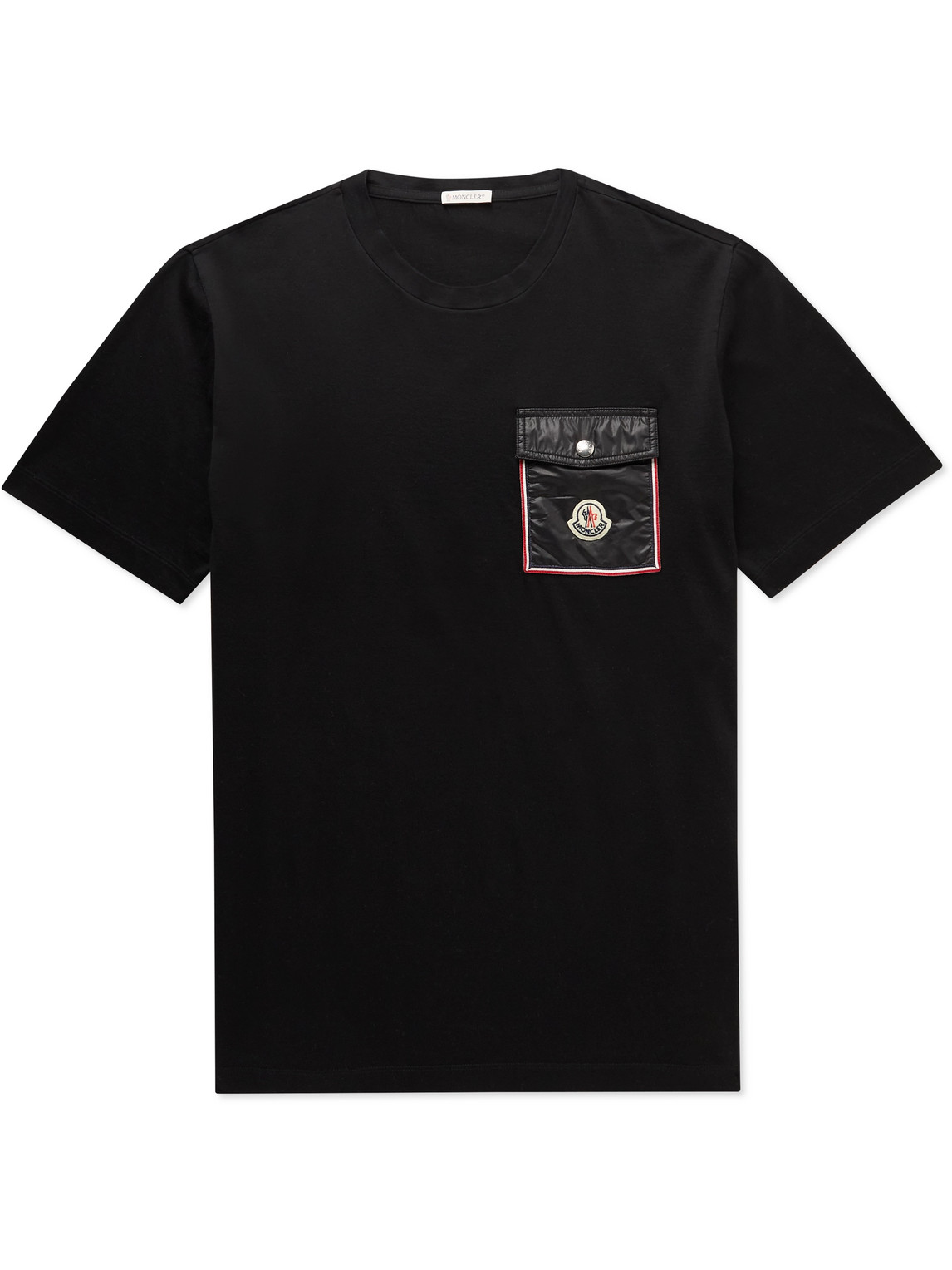 Moncler Jersey T-shirt With Nylon Pocket In Black