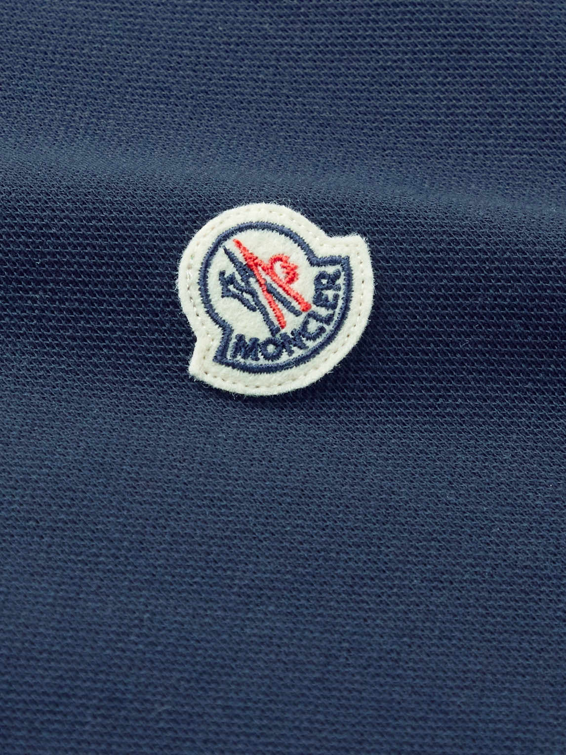 Shop Moncler Logo-appliquéd Striped Cotton-piqué Polo Shirt In Blue