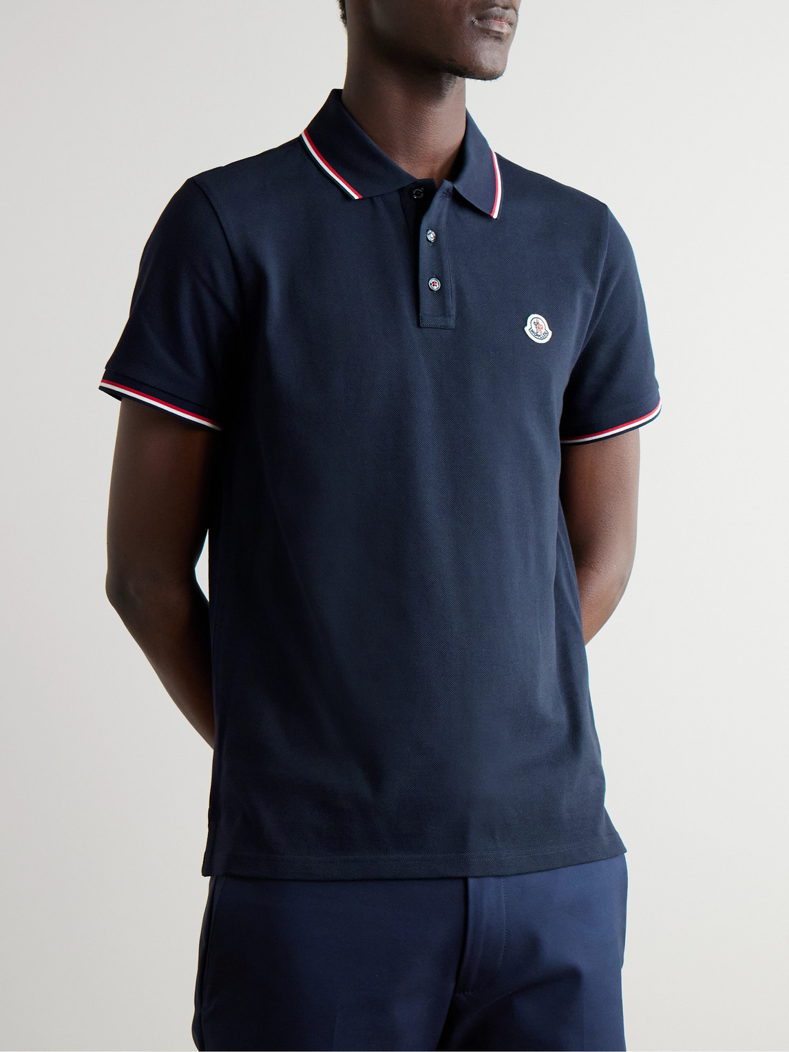Logo-Appliquéd Striped Cotton-Piqué Polo Shirt
