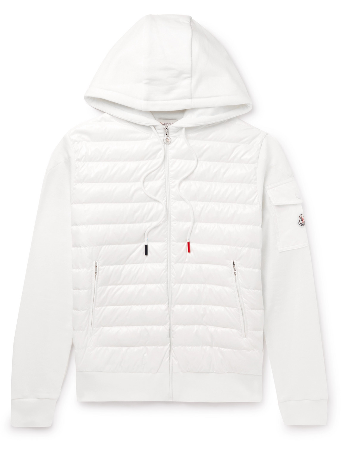 Moncler Quilted Nylon-panelled Cotton-jersey Hooded Down Jacket In White