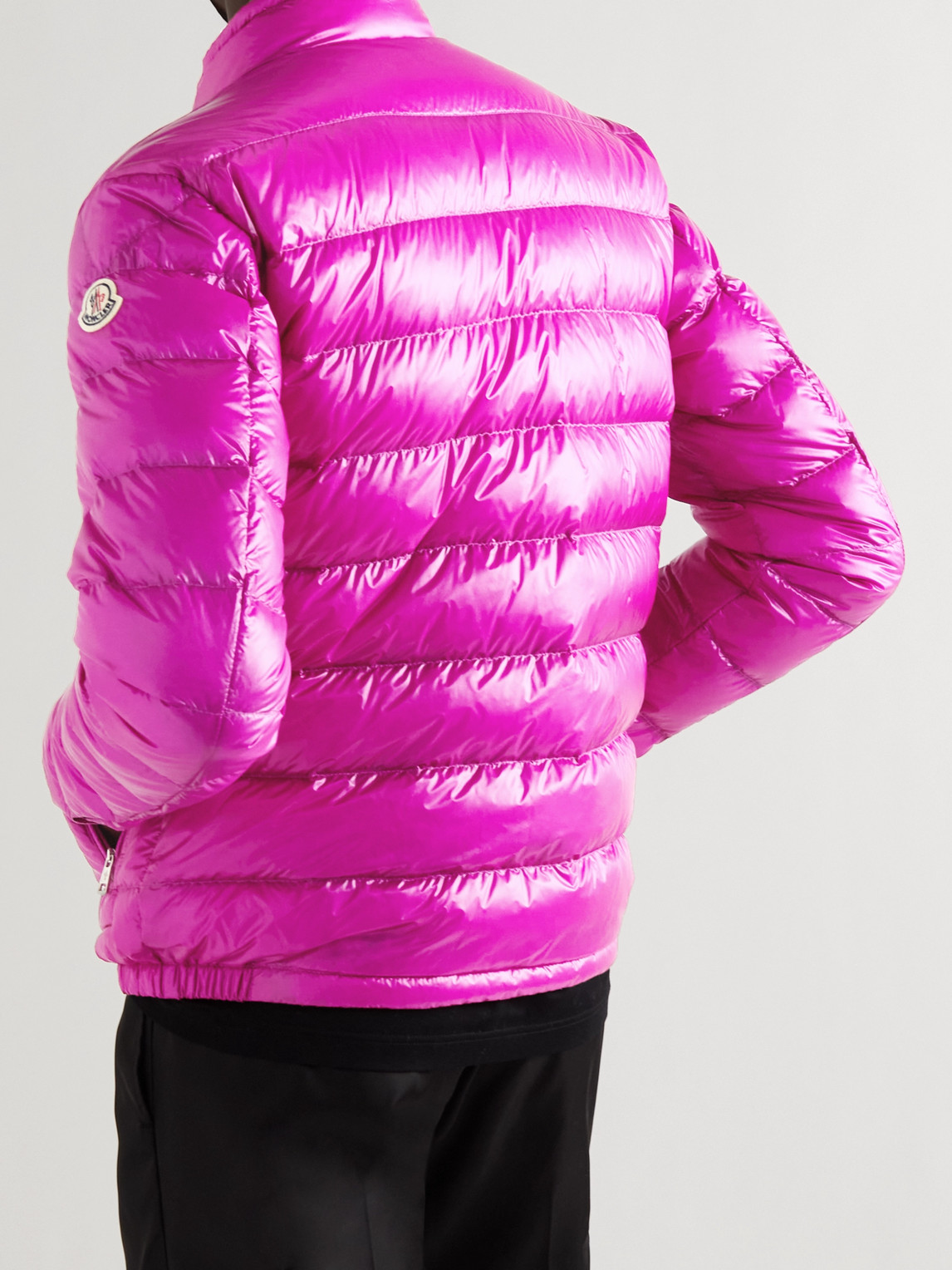 Shop Moncler Acorus Logo-appliquéd Quilted Glossed-shell Down Jacket In Pink