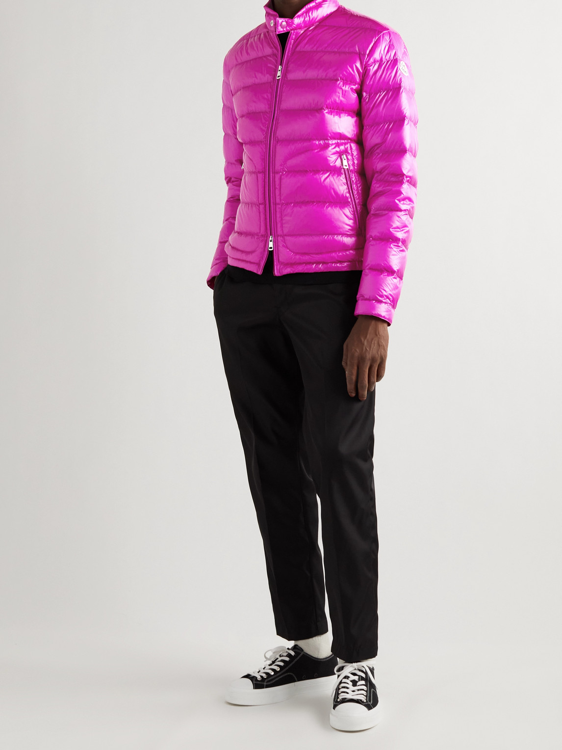 Shop Moncler Acorus Logo-appliquéd Quilted Glossed-shell Down Jacket In Pink