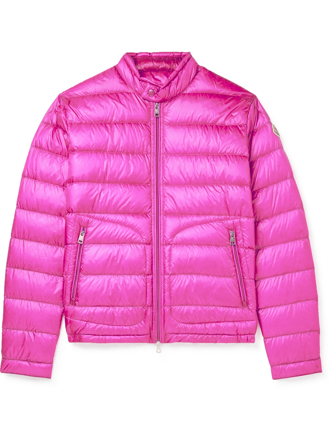 Shop Moncler Acorus Logo-appliquéd Quilted Glossed-shell Down Jacket In Pink