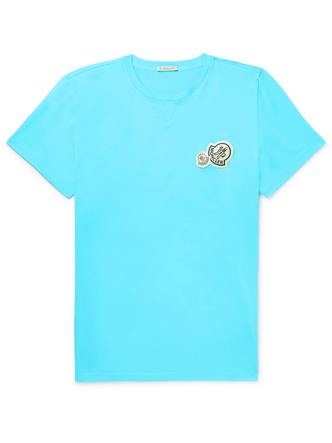 Moncler - Logo-Appliquéd Cotton-Jersey T-Shirt - Men - Blue - S