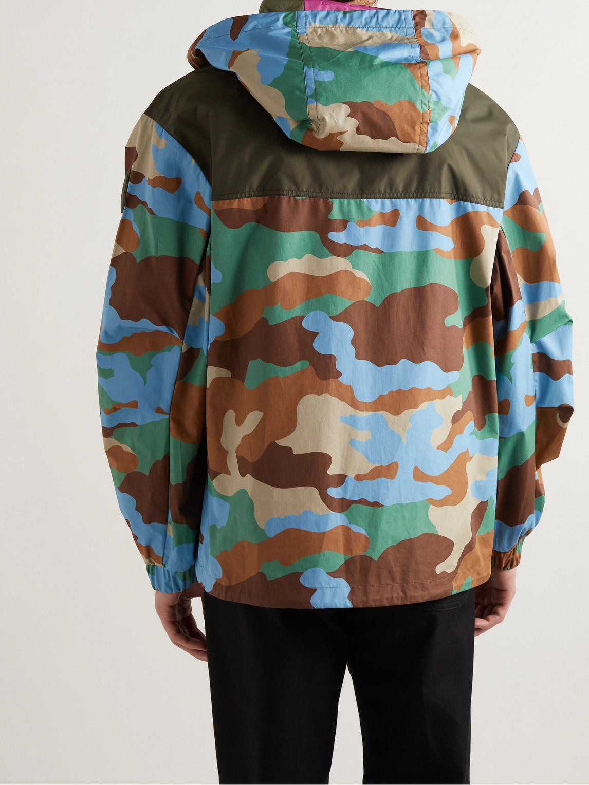 Shop Moncler Kounde Panelled Camouflage-print Shell Hooded Jacket In Multi
