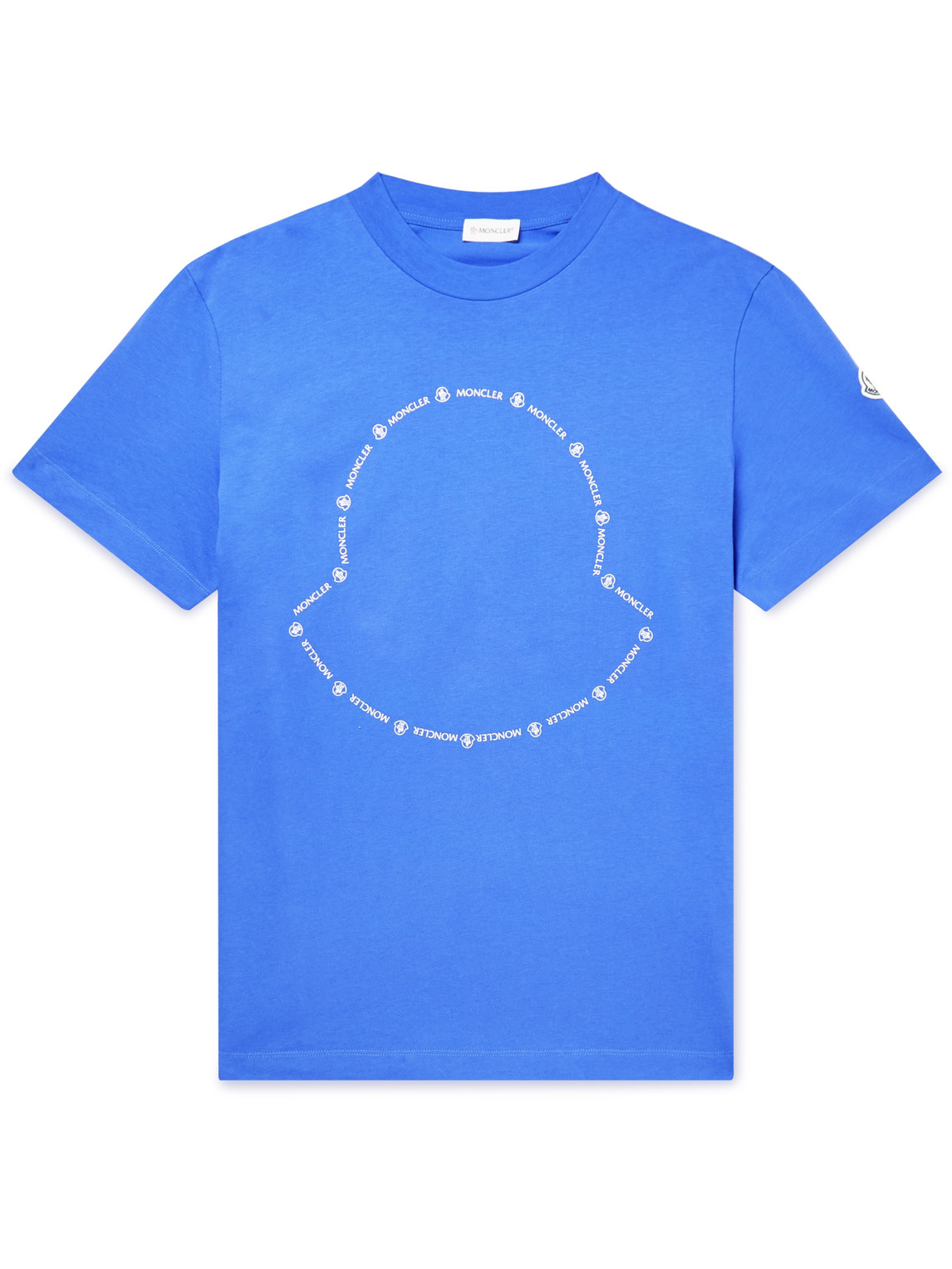 Moncler Logo-appliquéd Printed Cotton-jersey T-shirt In Blue